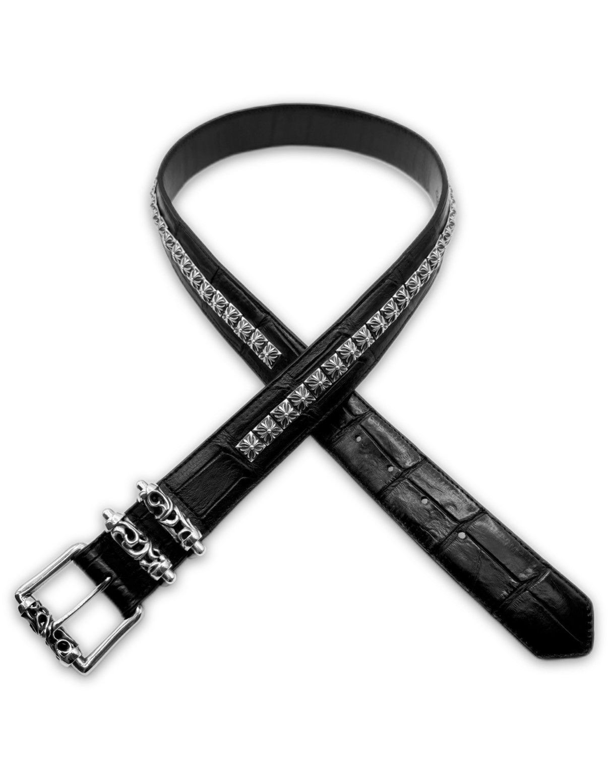 Chrome Hearts Chrome Hearts Alligator Leather Pyramid Stud .925 Silver Black Roller Belt Size 34 - 2 Thumbnail