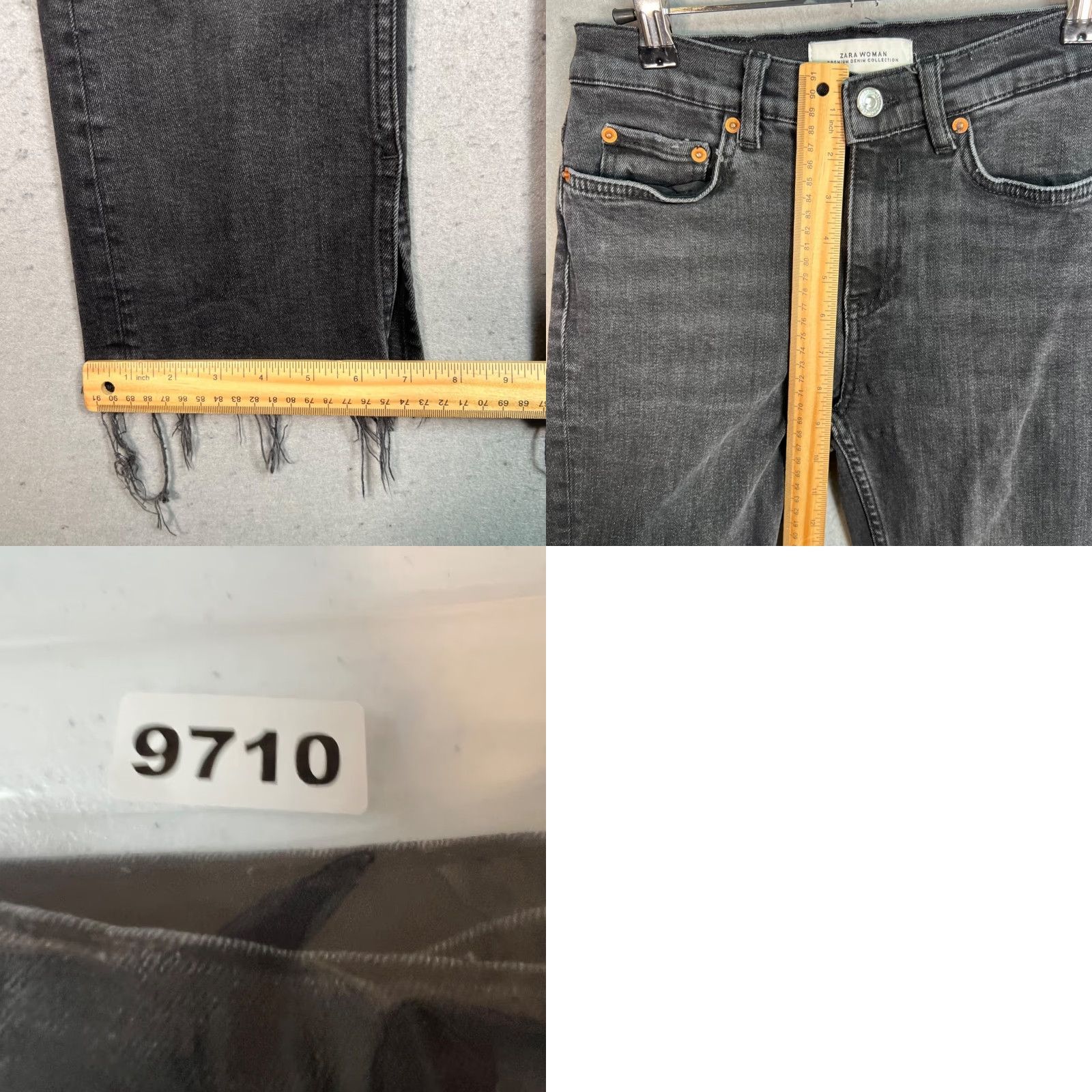 Zara VINTAGE Zara Women Black Denim Jeans Size 2 Straight Leg Mid Rise 5-Pocket Split Hem Size 26" / US 2 / IT 38 - 8 Thumbnail