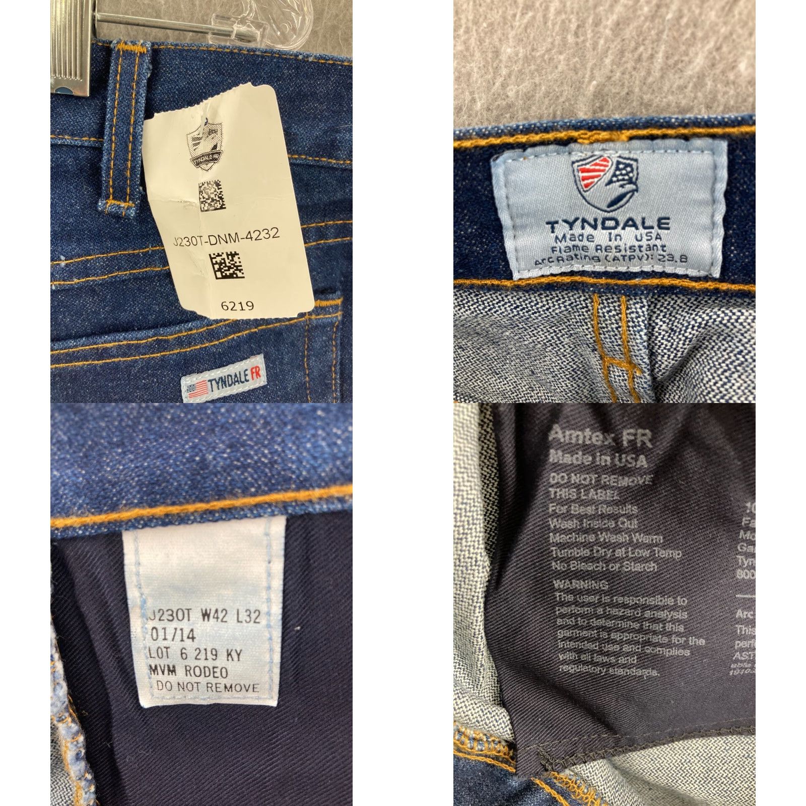 Denime Tyndale Jeans Adult Men 42x32 Blue Denim Cotton USA NWT Regular Straight Size US 42 / EU 58 - 8 Thumbnail