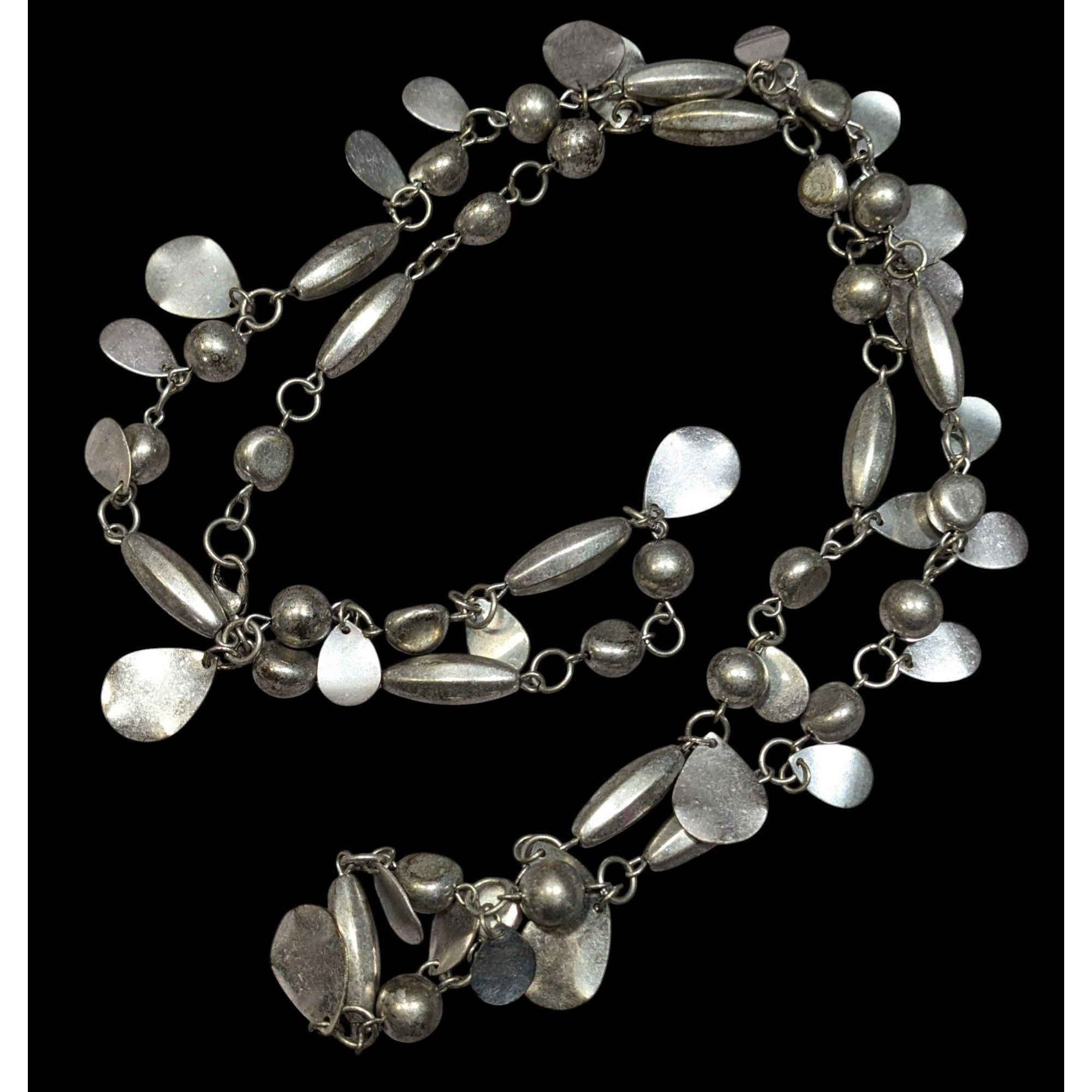 Other Abstract Metallic Bead Chain And Charm Necklace Silver Tone Size ONE SIZE - 1 Thumbnail
