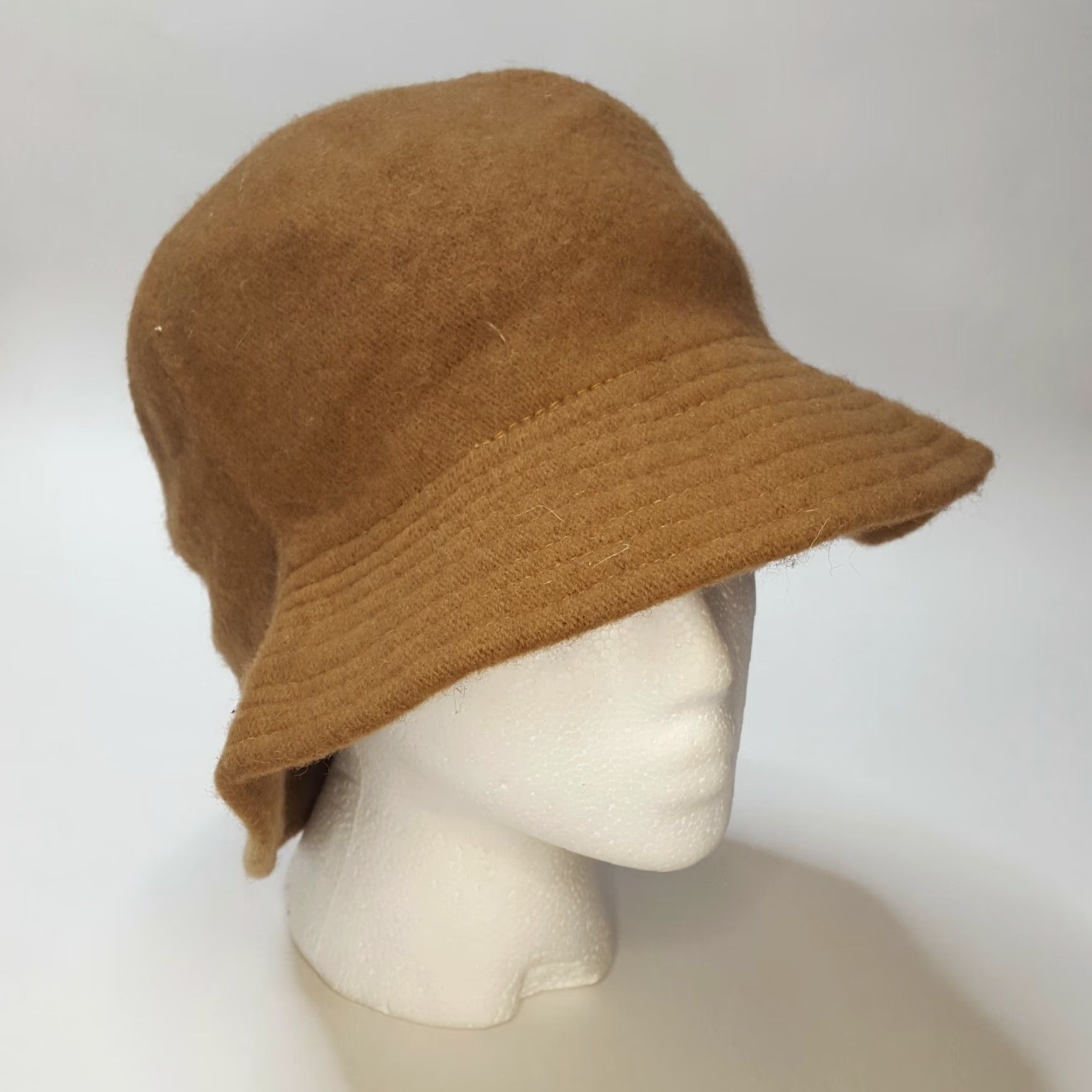 FELT VINTAGE HaT Bucket Hat Women M Wool Felt Brown 80s Winter Winter Hat Snow Fashion Retro Casual Womens Size ONE SIZE - 3 Thumbnail