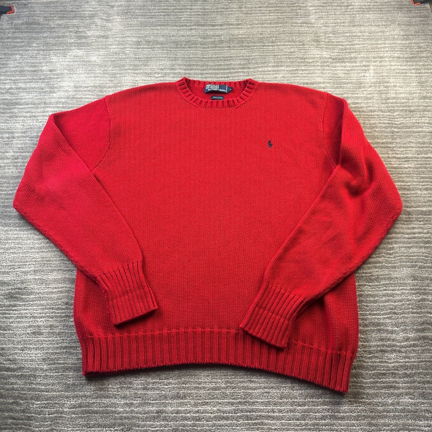 Polo Ralph Lauren Polo Ralph Lauren Sweater Mens Large Red Knit Crewneck Heavy Cotton Pony Size US L / EU 52-54 / 3 - 2 Thumbnail