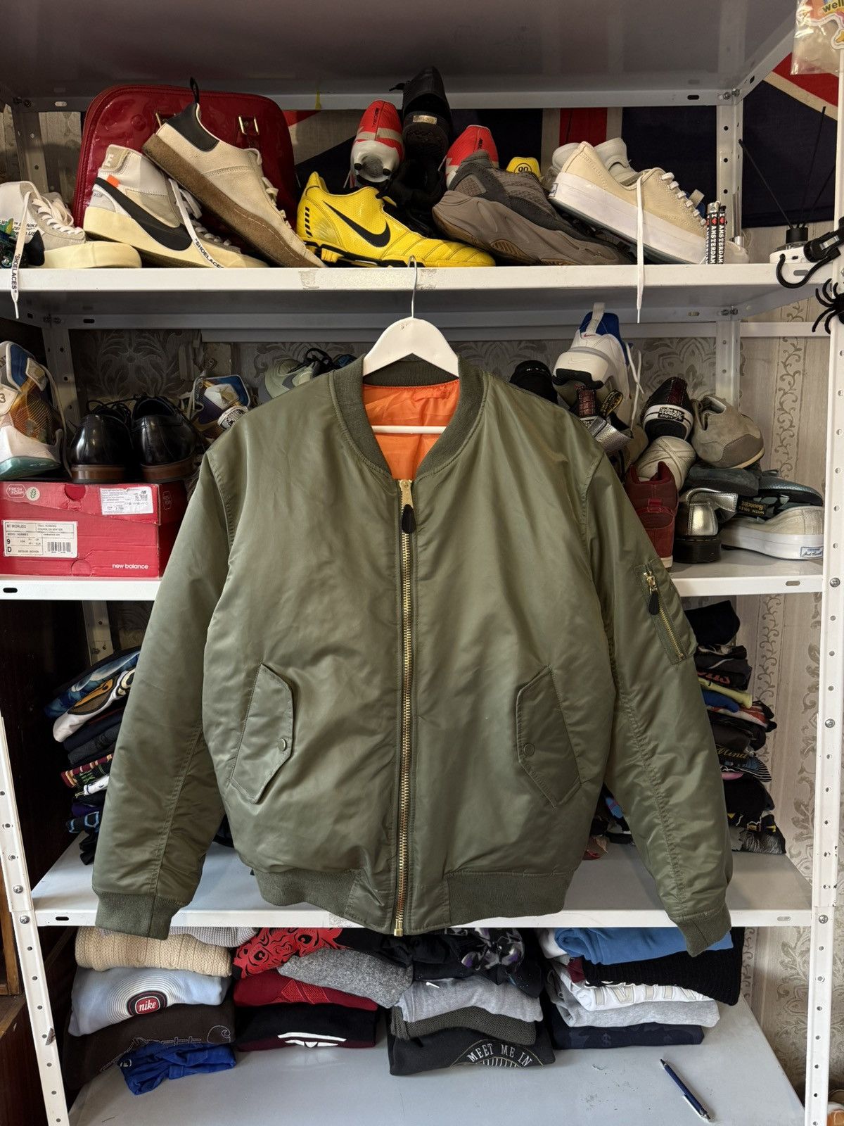 Alpha Industries Vintage Green Reversible Bomber Jacket MA1 Made in USA Size US XL / EU 56 / 4 - 3 Thumbnail