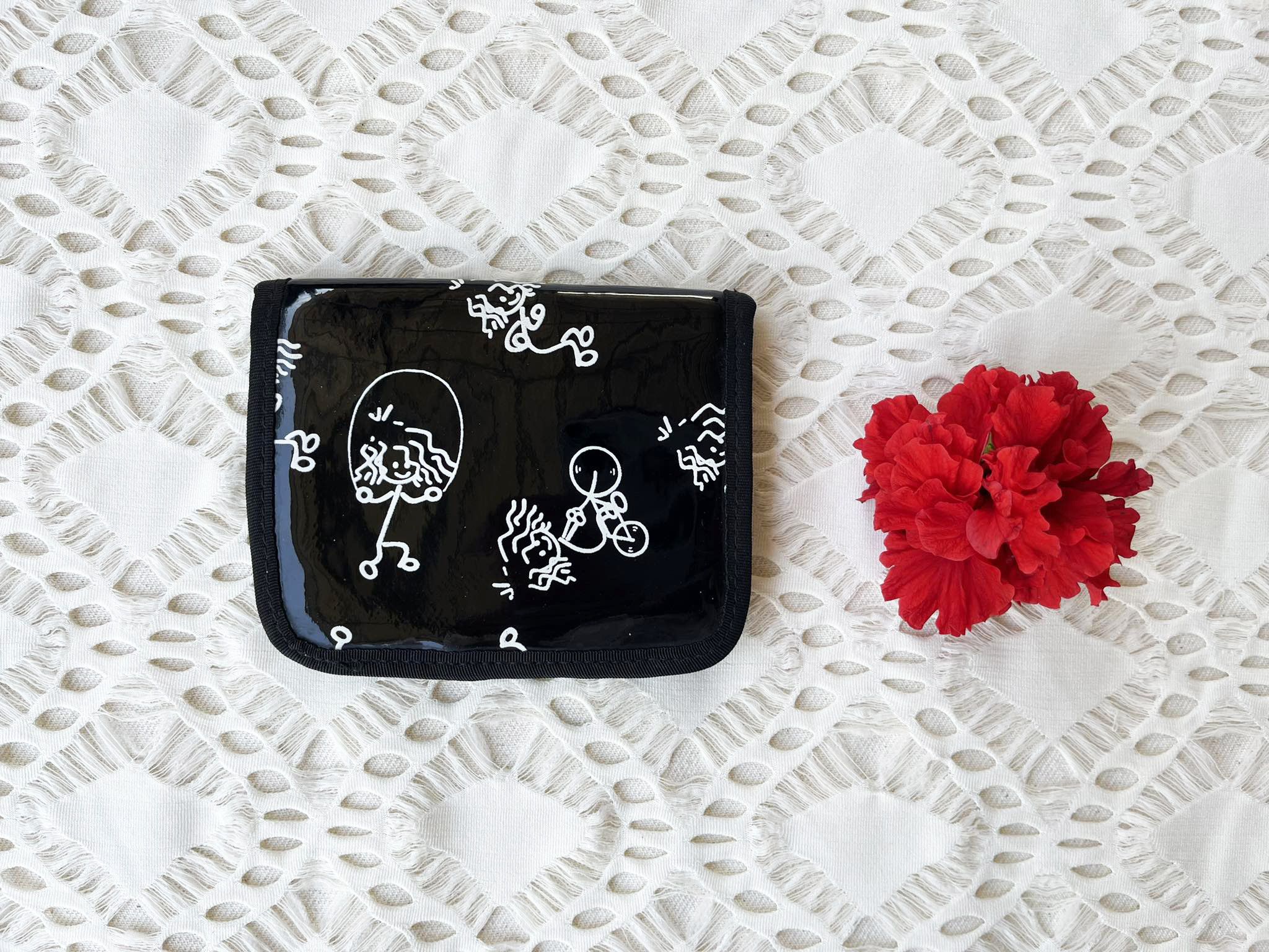 Vintage Shiny Doodle Art PVC zip up wallet, cartoon wallet Size ONE SIZE - 1 Thumbnail