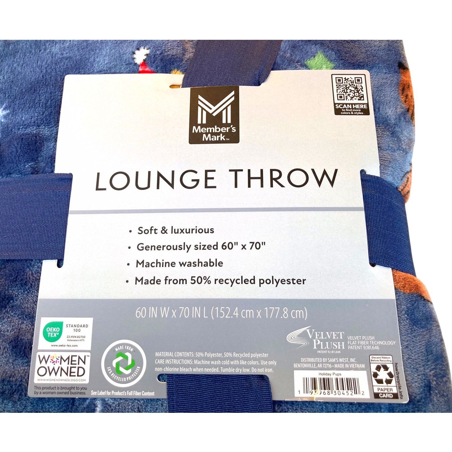 Other Dogs Puppies Throw 60x70 Blue Multi Breeds Members Mark NWT Size ONE SIZE - 2 Thumbnail