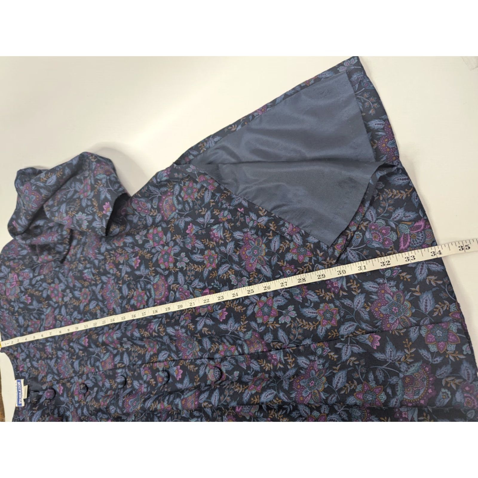 Pendleton VINTAGE Pendleton Plus Women's 20W Navy Floral Button Blouse V-Neck Shirt Rayon Size 3XL / US 20-22 - 5 Thumbnail