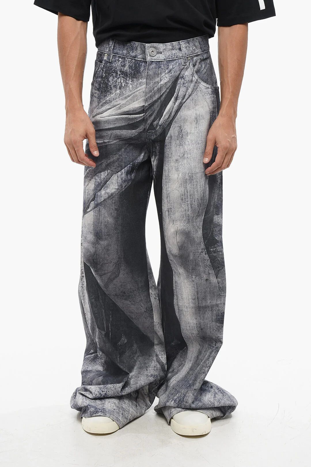 Balmain og1mm0326 Loose-Fit Jeans in Blue/Grey Size US 29 - 1 Thumbnail