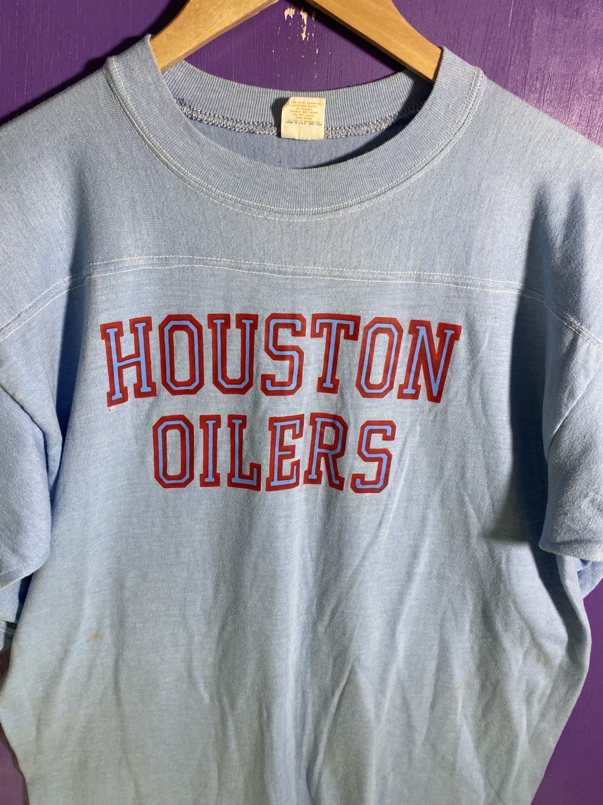 NFL × Vintage Vintage 80s Houston oilers half sleeve jersey shirt Size US L / EU 52-54 / 3 - 3 Thumbnail