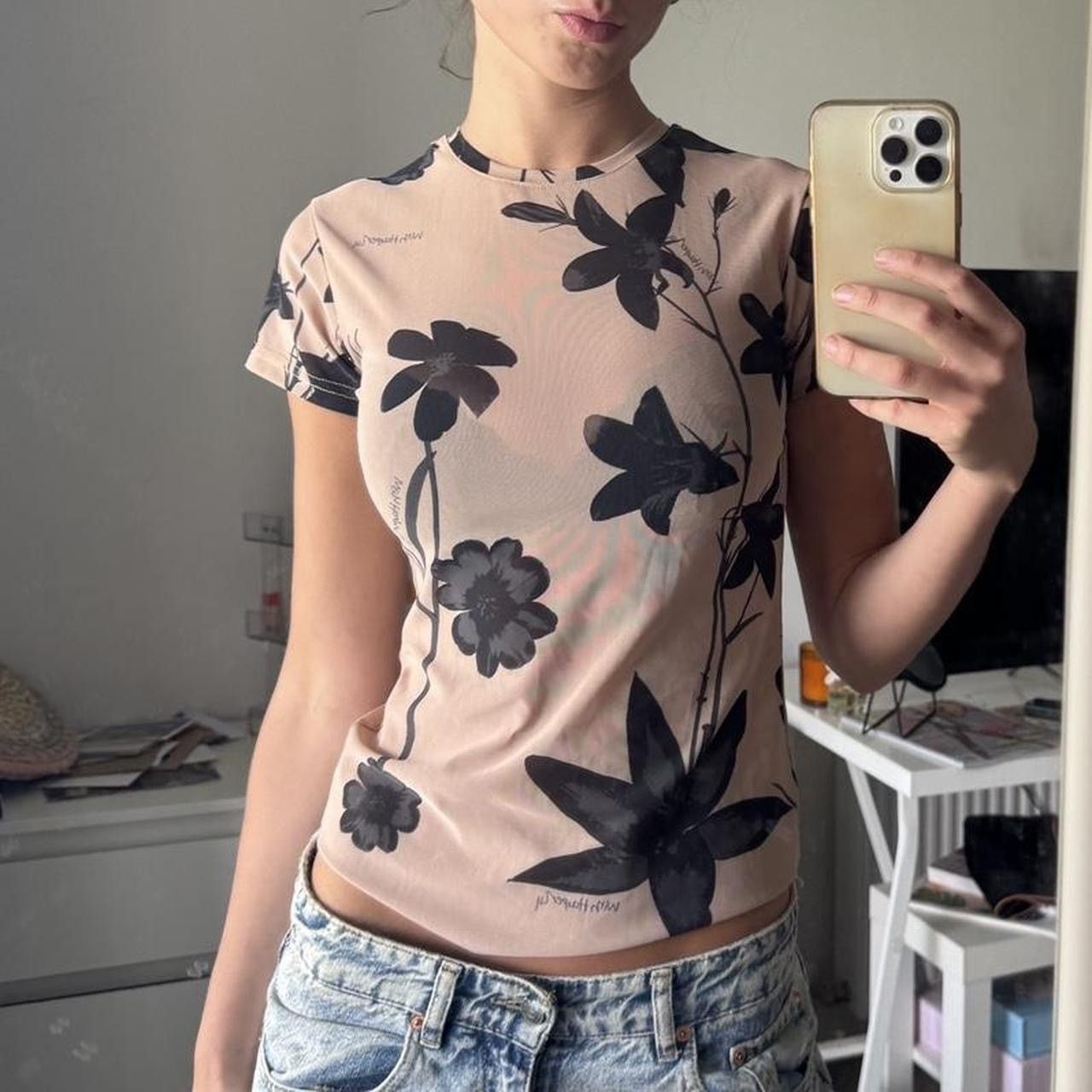 Other With Harper Lu - Onyx Floral Mesh Tee Size XS / US 0-2 / IT 36-38 - 6 Thumbnail