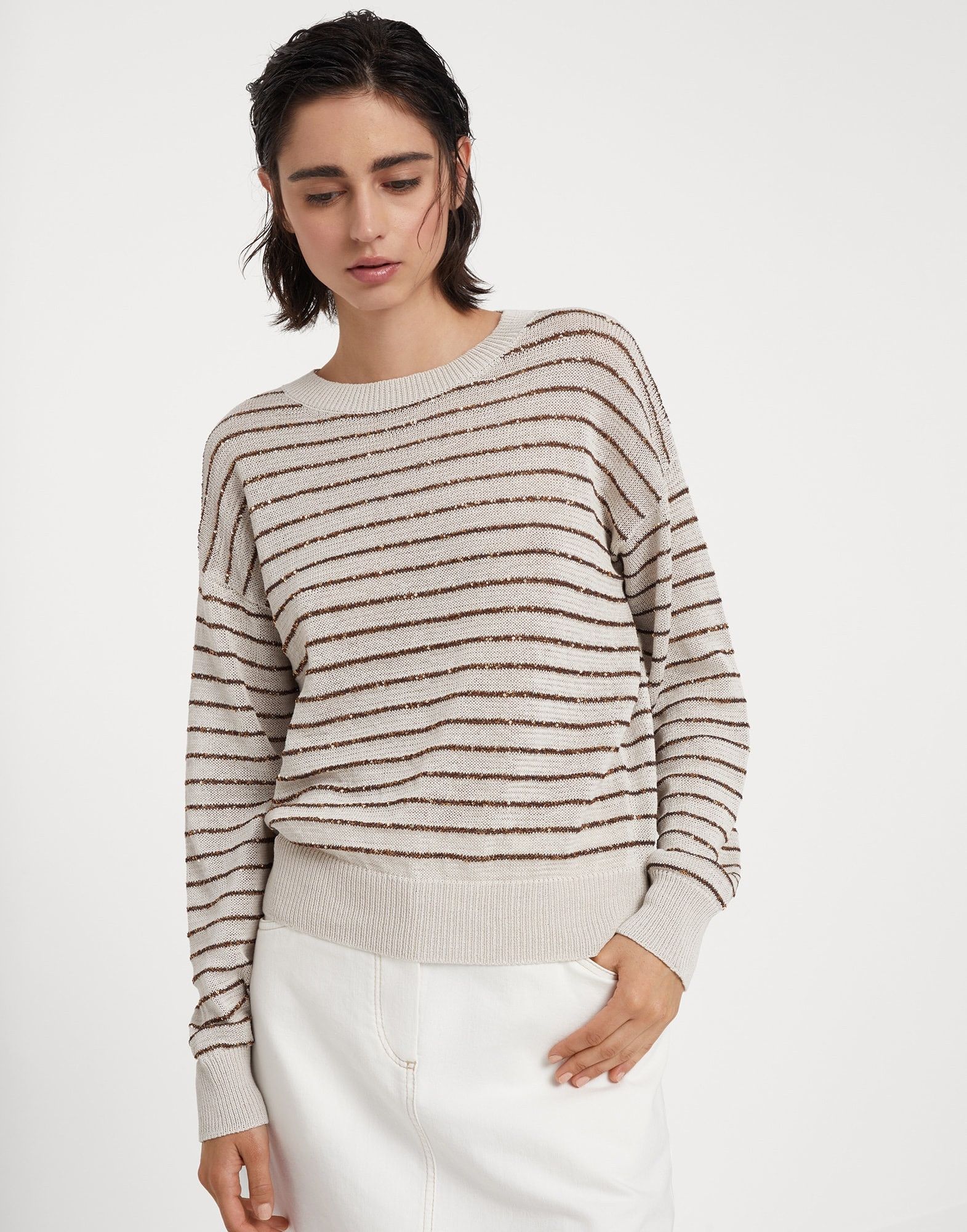 Brunello Cucinelli o1w1db10825 Sweater in Medium Beige Size L / US 10 / IT 46 - 1 Thumbnail