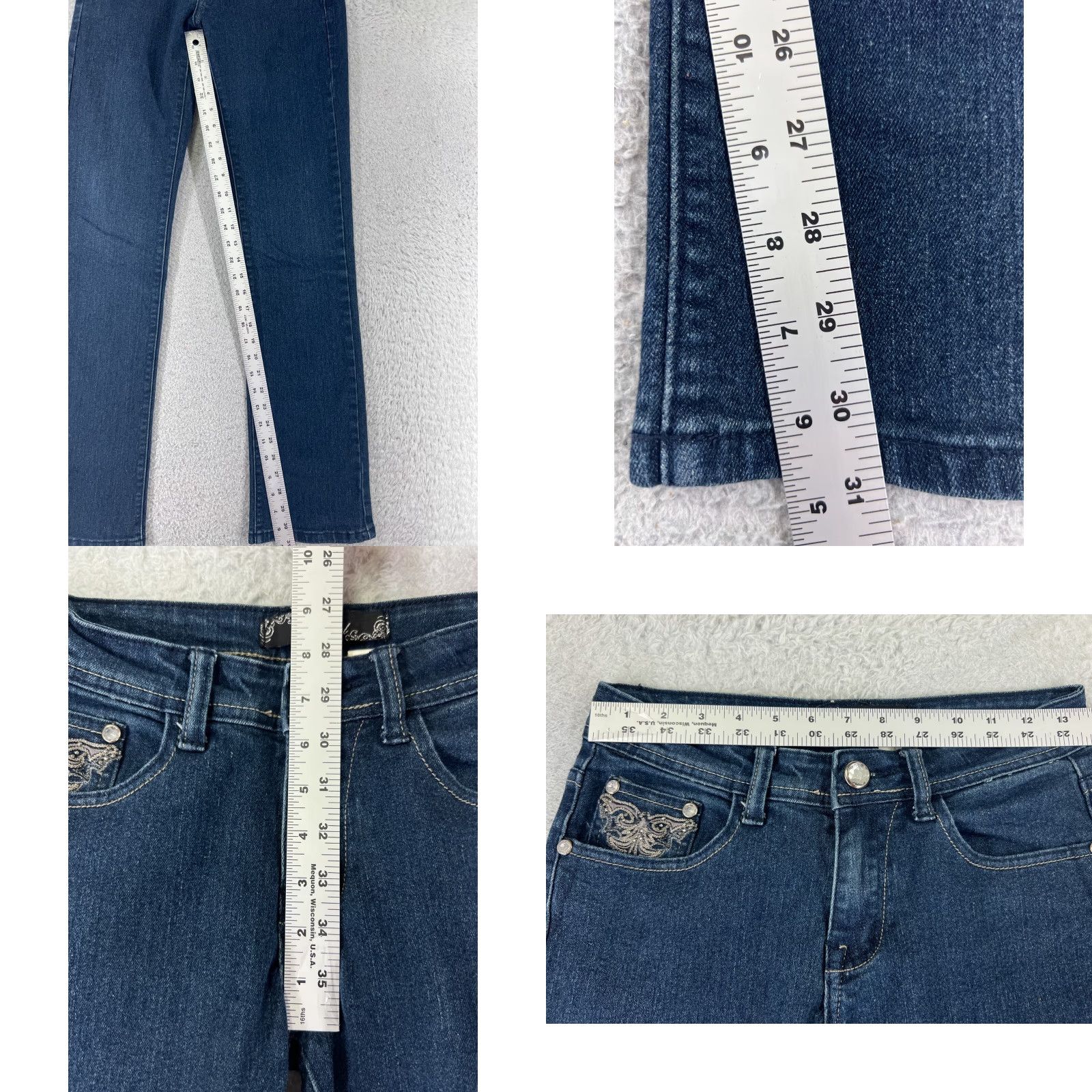 Denime VINTAGE Secretly Evil Women's Jeans Pants 26x31 Blue Denim Low-Rise Straight Leg Cotton Fall Summer Winter Size 26" / US 2 / IT 38 - 8 Thumbnail
