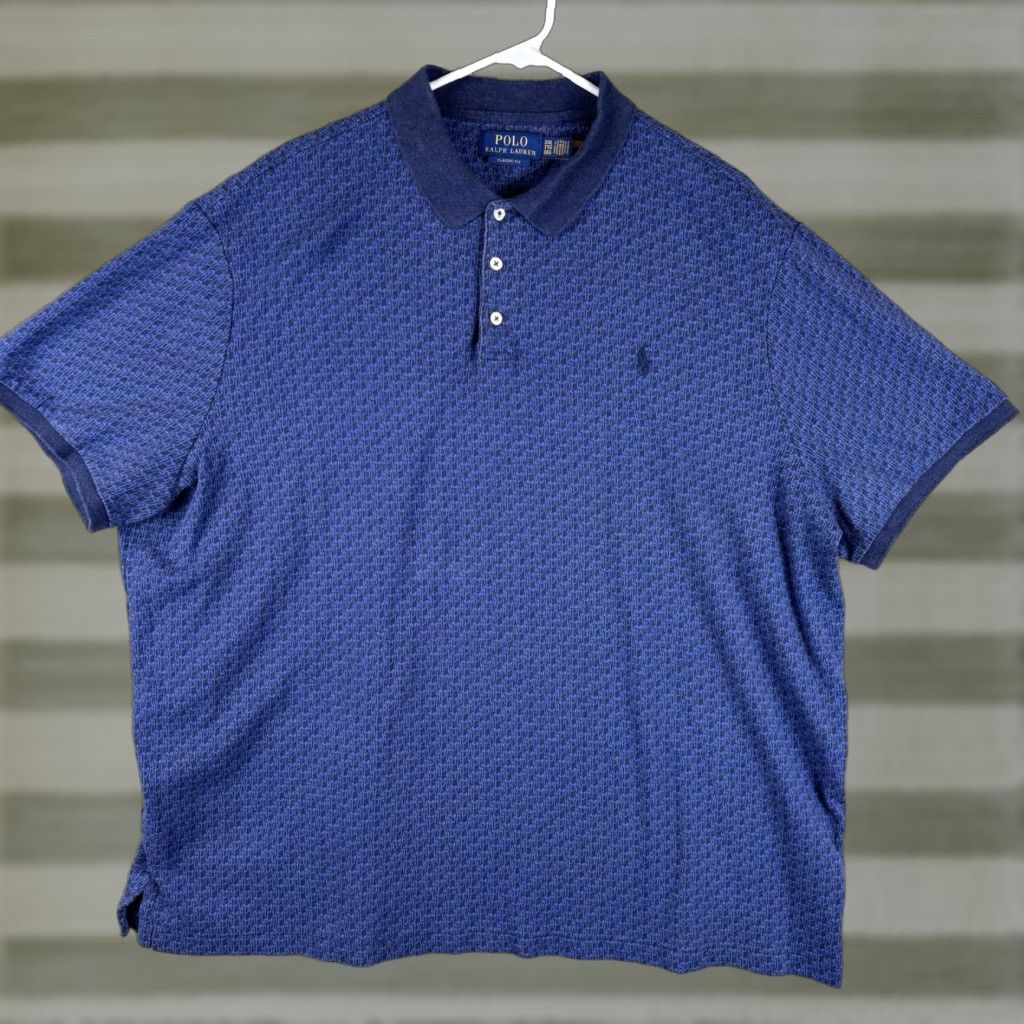 Polo Ralph Lauren Polo Ralph Lauren Shirt Mens 2XL Navy Geometric Classic Fit Soft Cotton Golf Size US XXL / EU 58 / 5 - 1 Thumbnail