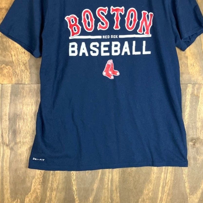 Nike Nike Mens Shirt Short Sleeve Navy Blue Boston Red Sox Athletic Cut Dri Fit XL Crew Neck T-Shirt Size US XL / EU 56 / 4 - 3 Thumbnail