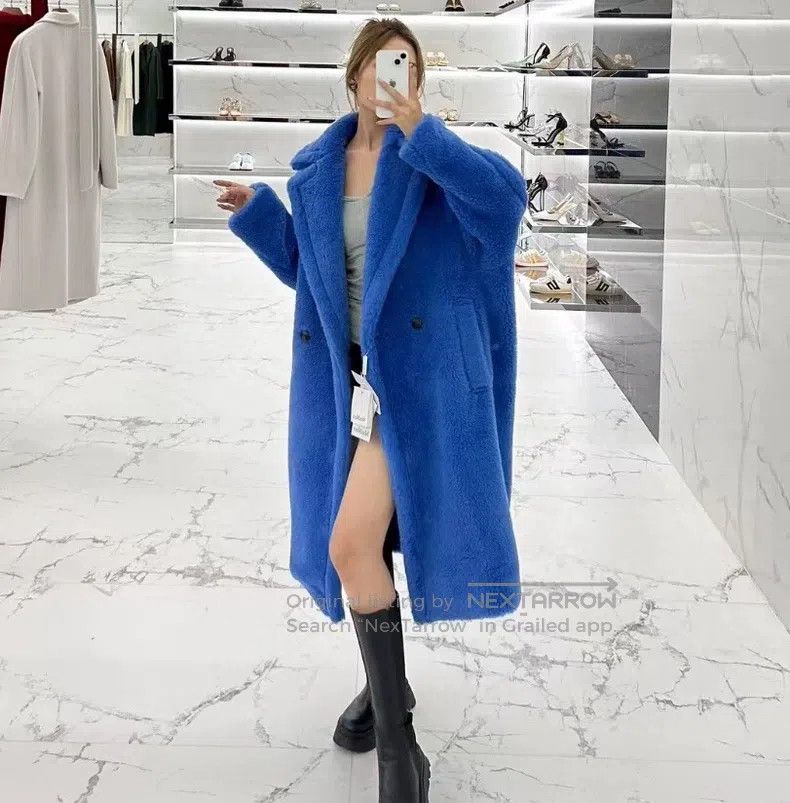 Max Mara Max Mara Deep Blue Teddy Alpaca Wool Collar Double Breaste Size S / US 4 / IT 40 - 7 Thumbnail