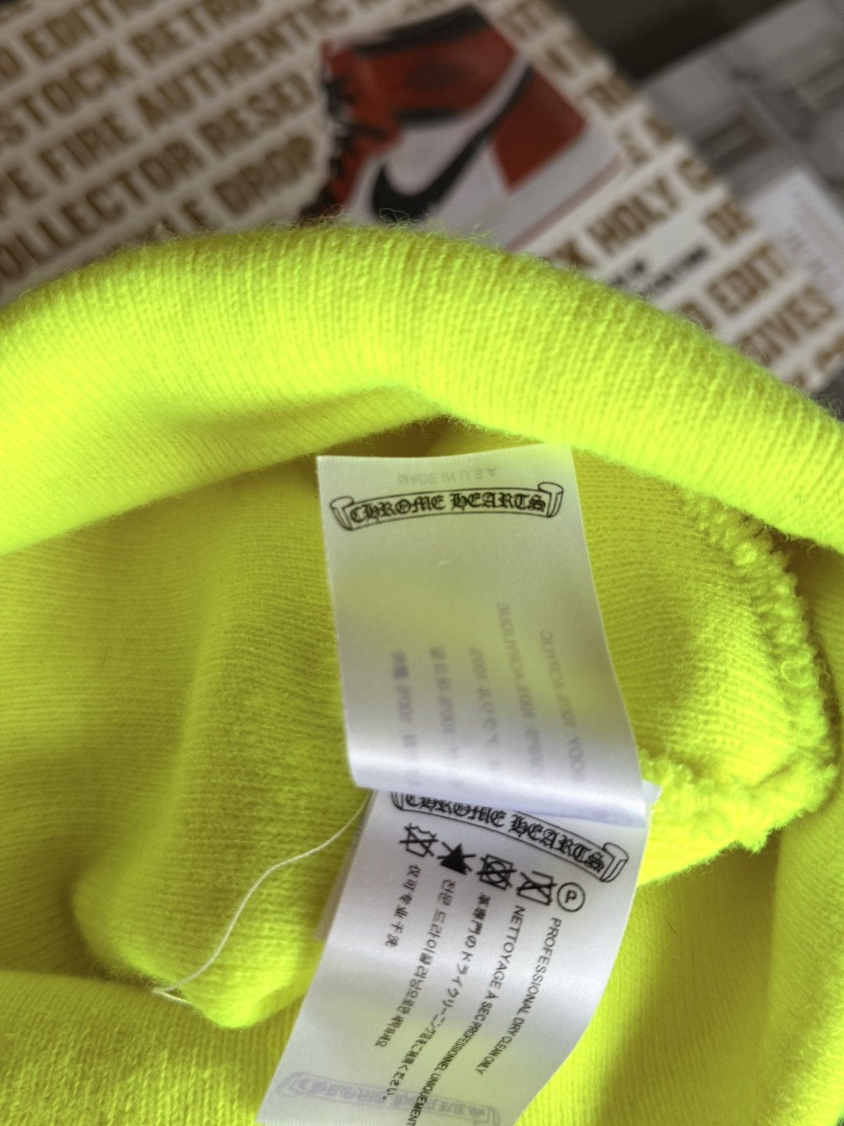 Chrome Hearts Lime Green Triple Cross Beanie Size ONE SIZE - 4 Thumbnail