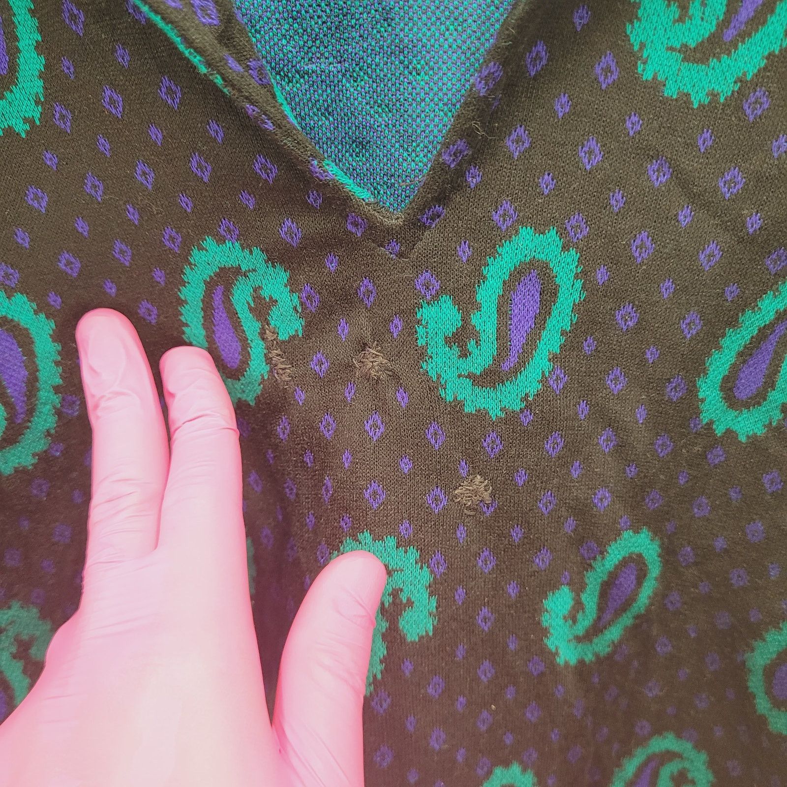 Other VTG 90s Paisley Blouse Sweater L Oversized Shoulder Pads Size L / US 10 / IT 46 - 5 Thumbnail