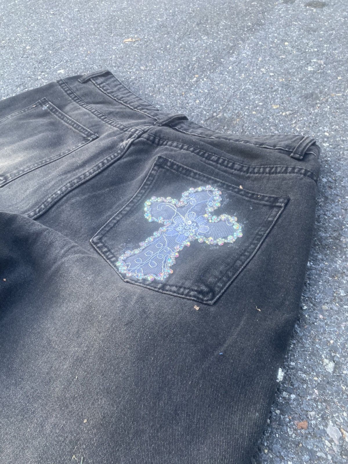 Japanese Brand Three Angel Message Jeweled Denim Sample 🌎🪽🪽🪽🎺🎺🎺 Size US 36 / EU 52 - 5 Thumbnail