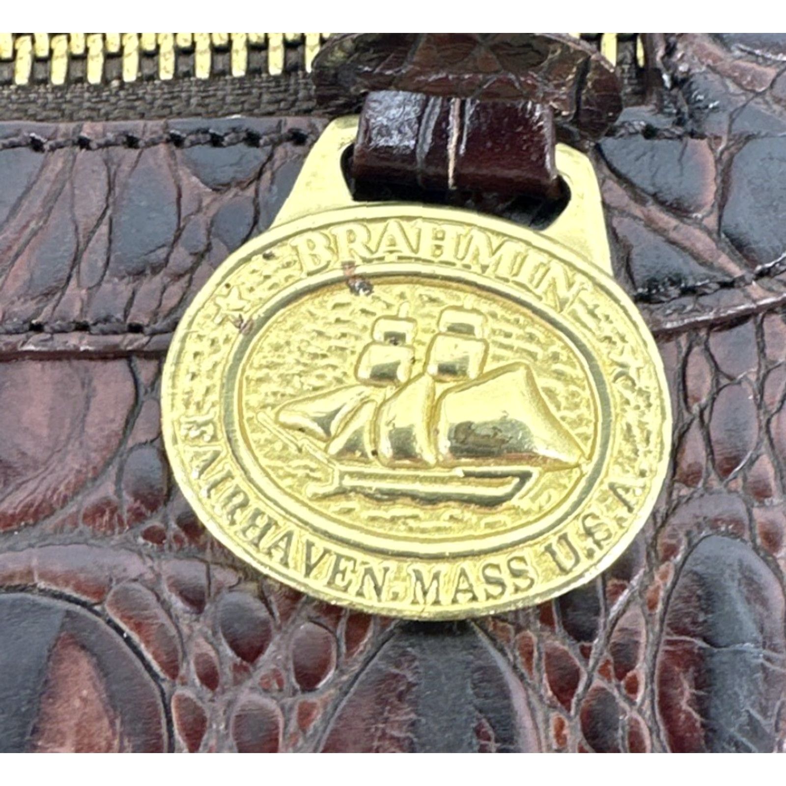 BRAHMIN BRAHMIN Handbag Doctors Bag Alligator Crocodile Print Italian Leather Vintage Crocodile Tote Women Bags Mens? No. Size ONE SIZE - 2 Thumbnail