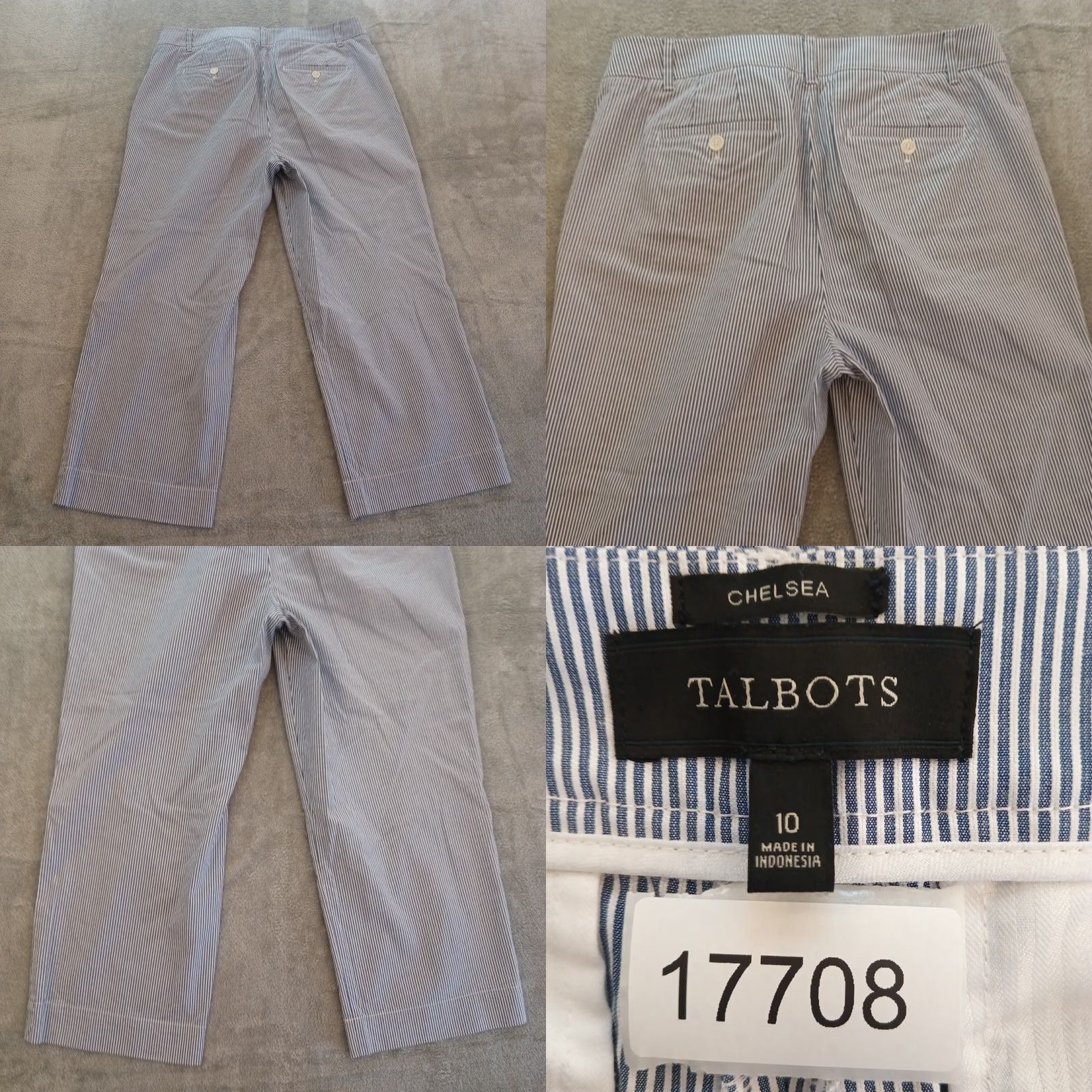 Talbots Talbots Pants Womens Size 10 Cropped Straight Pockets Blue Striped Mid Rise 35x24 Regular Inseam 24" Size 32" / US 10 / IT 46 - 8 Thumbnail
