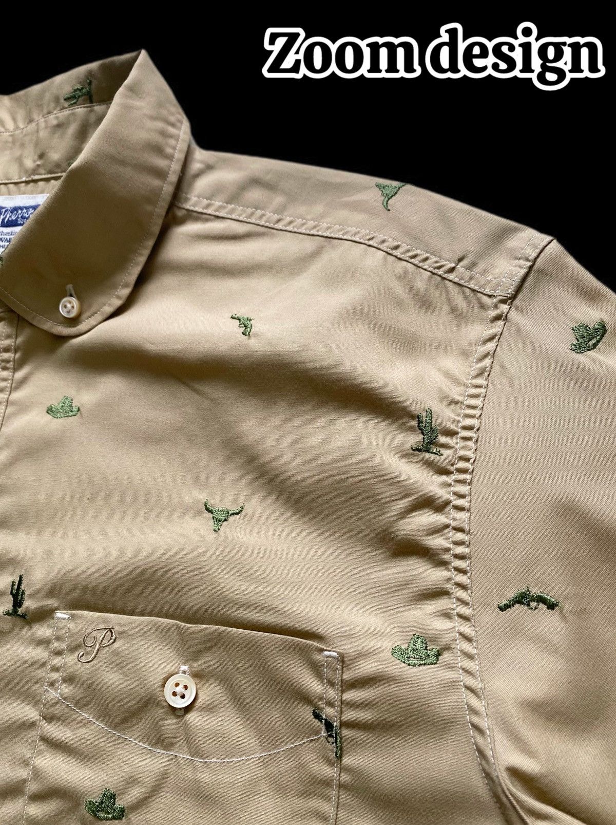 Pherrow's Vintage Pherrow’s Khaki Western-Americana Embroidered Shirt Size US M / EU 48-50 / 2 - 5 Thumbnail