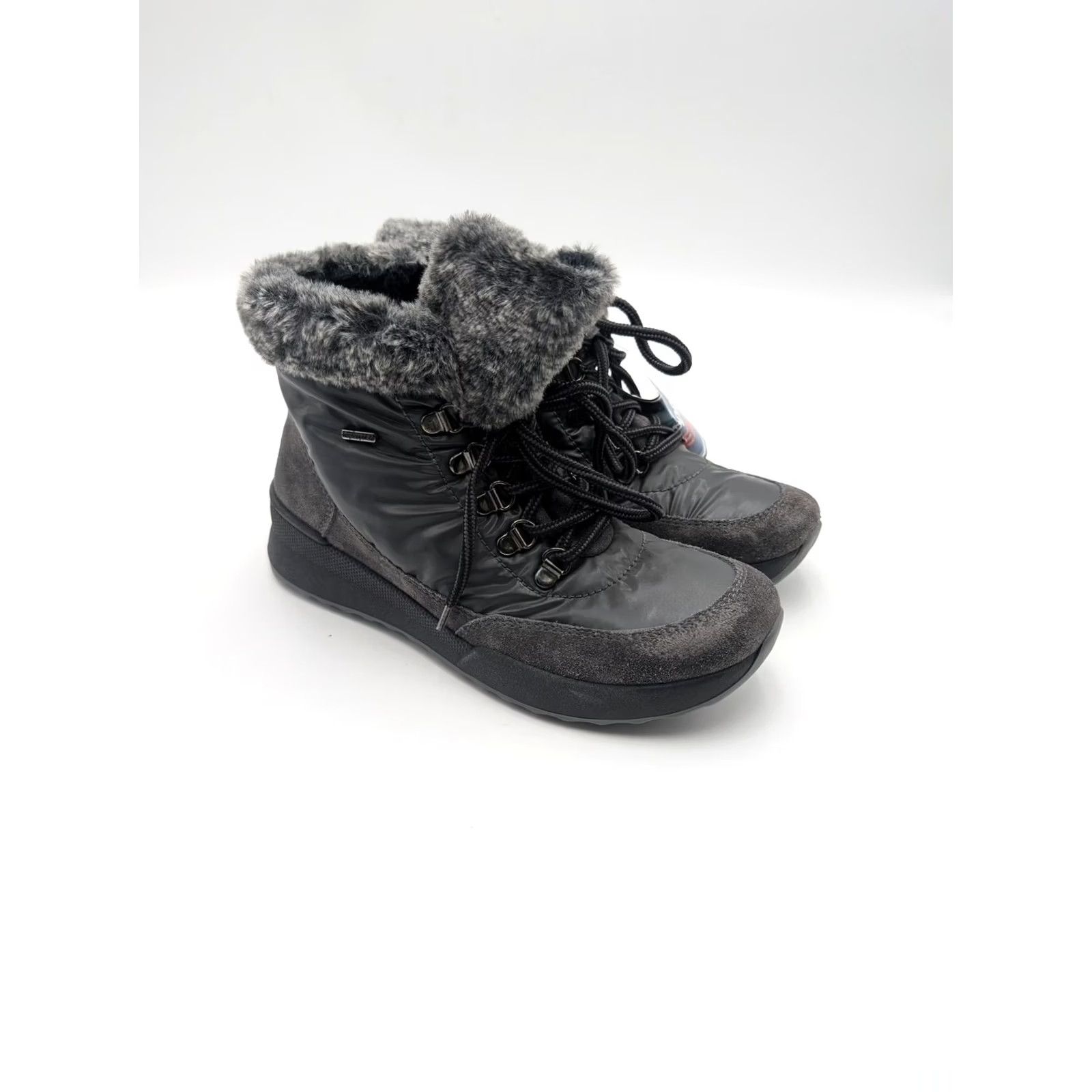 Vintage Romika Snow Boots Womens 6.5 Gray TopDryTex Ankle Faux Fur Wedge Waterproof Winter Boots Womens Shoes Gray Size US 7 / IT 37 - 2 Thumbnail