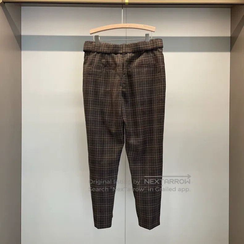 Brunello Cucinelli Brunello Cucinelli Brown Plaid New Wool Long Trousers Size 28" / US 6 / IT 42 - 2 Thumbnail