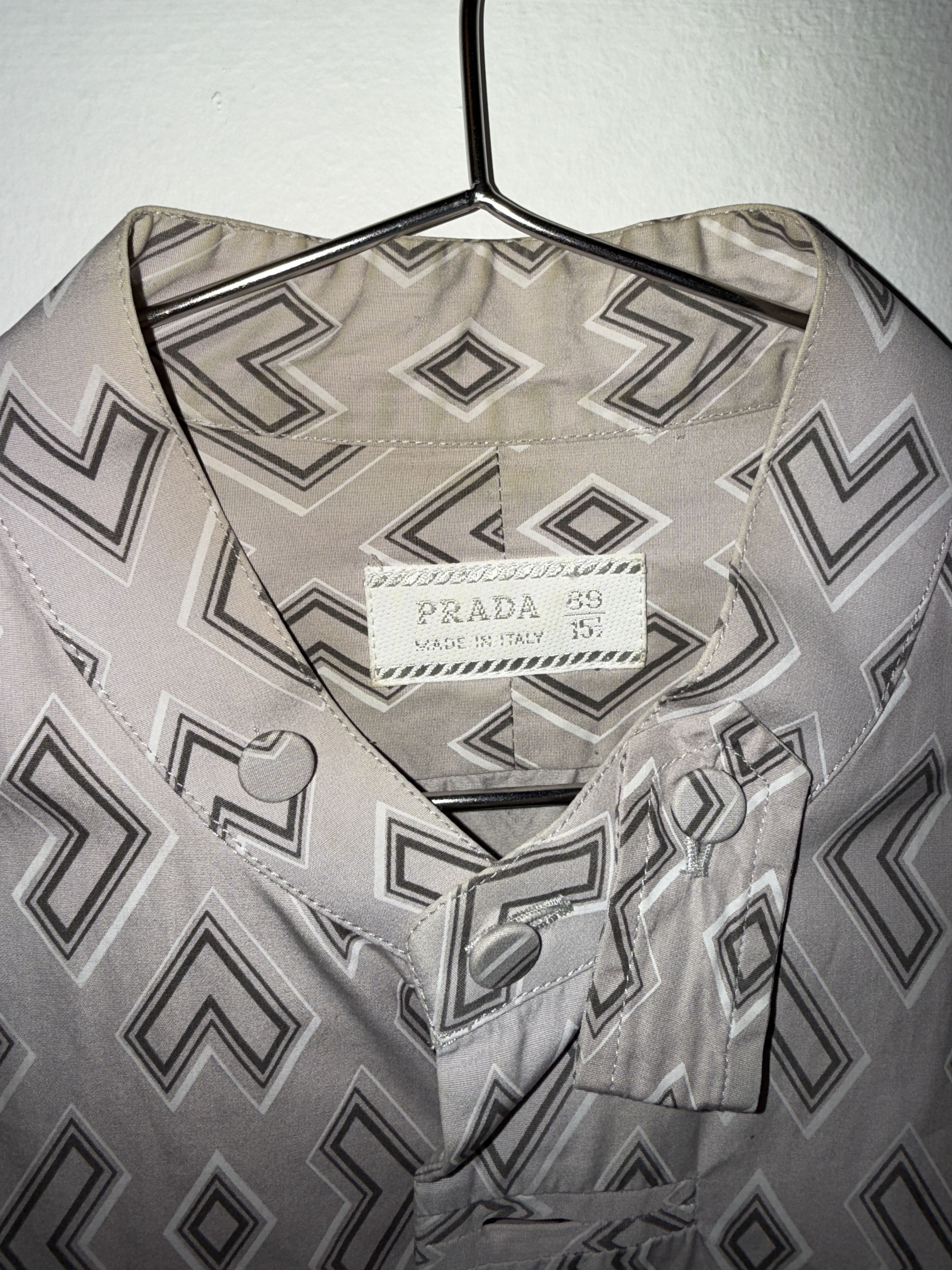 Prada Prada Collarless Geometric Shirt – Size 39 Size US M / EU 48-50 / 2 - 2 Thumbnail