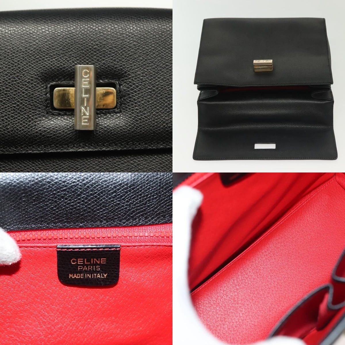 Celine CELINE Hand Bag Leather Black Gold Size ONE SIZE - 11 Thumbnail