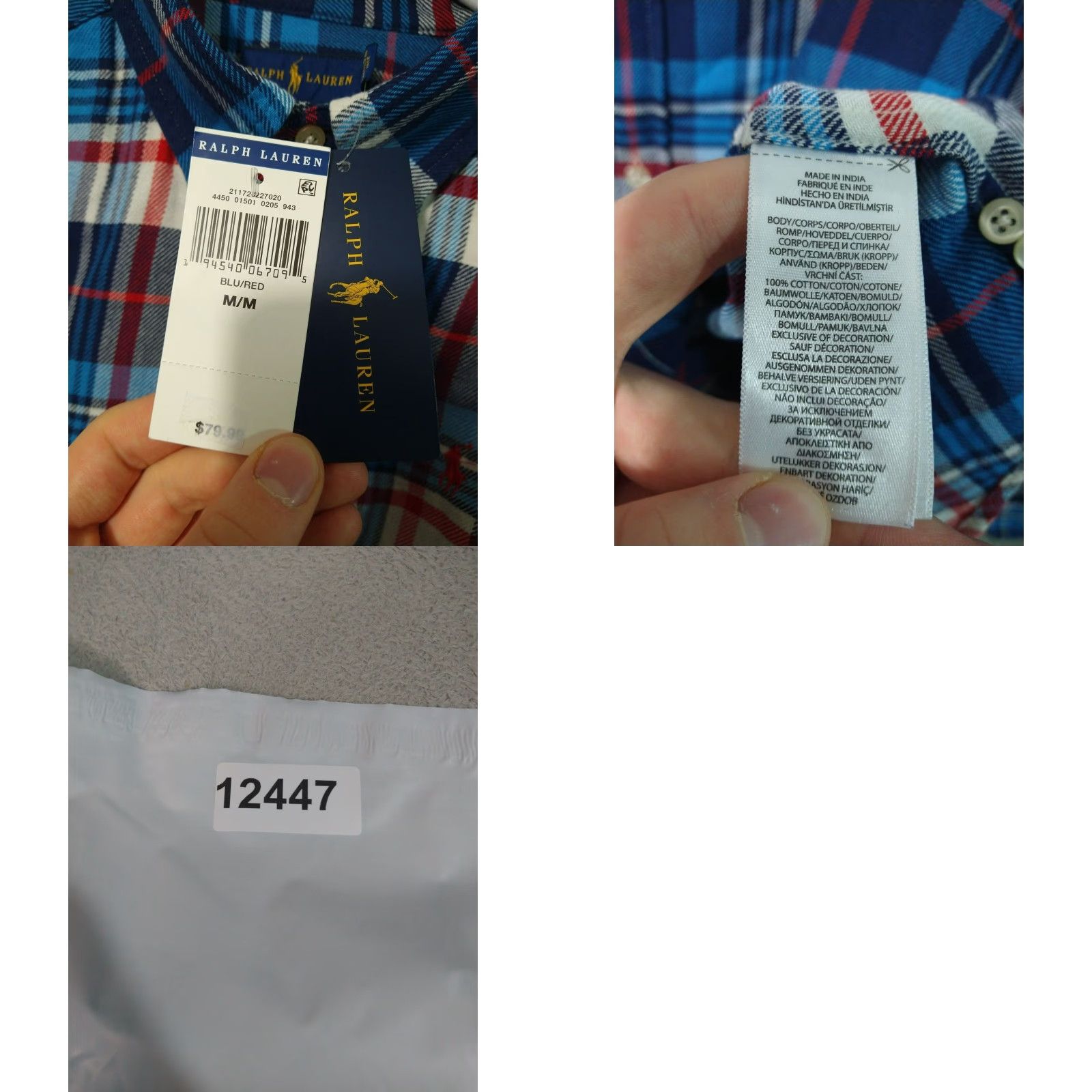 Polo Ralph Lauren Polo Ralph Lauren Shirt Mens Medium Blue Plaid Flannel Classic Fit Button Up Size US M / EU 48-50 / 2 - 8 Thumbnail