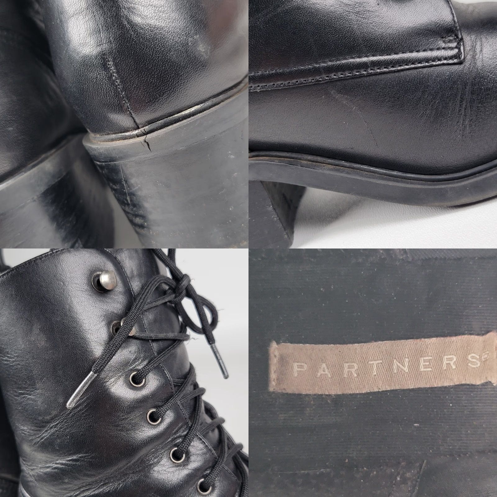 Madewell VINTAGE Madewell Partners Lace Up Granny Black Leather Riding Boots Womens Size 6.5 Size US 7 / IT 37 - 9 Thumbnail
