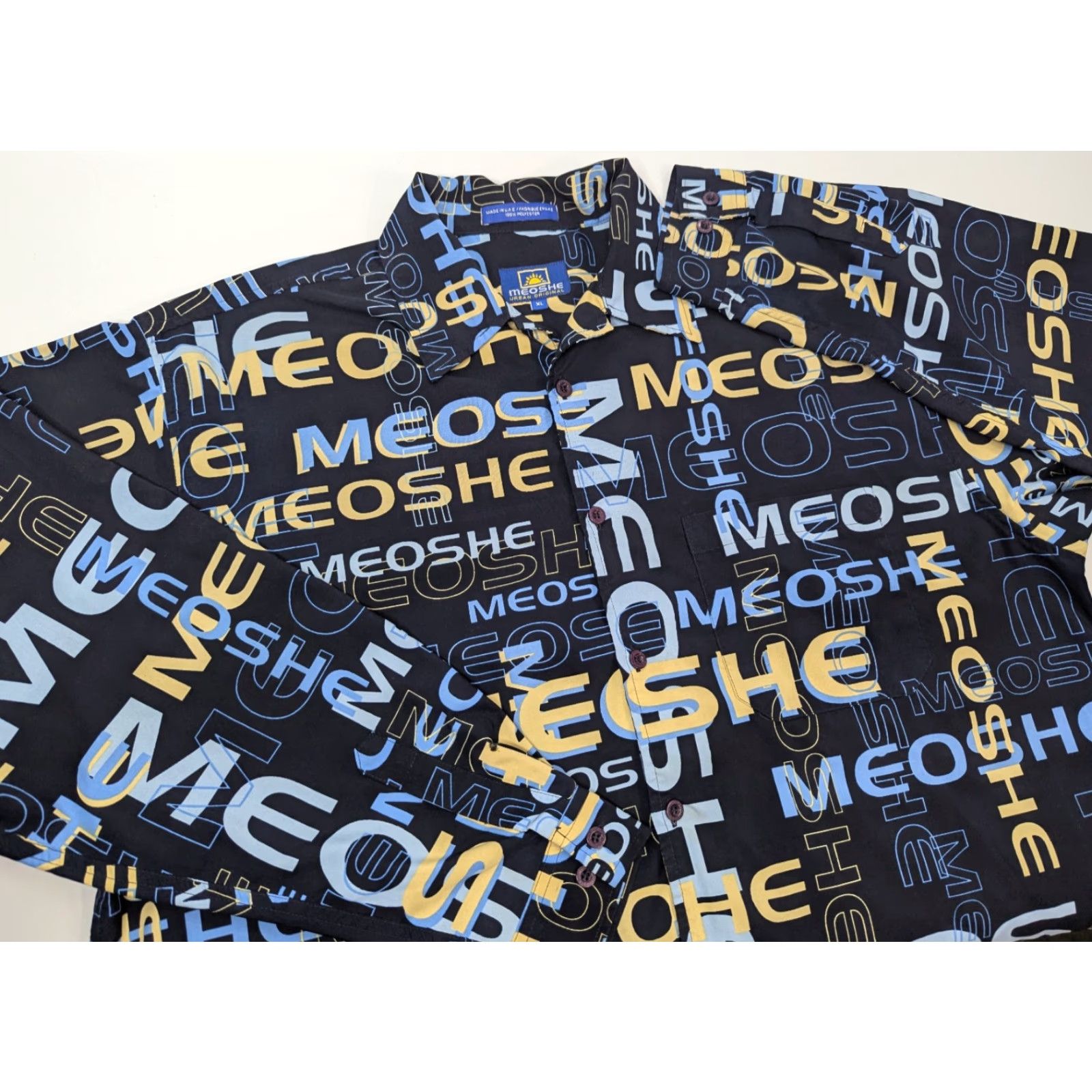 Vintage VINTAGE Meoshe Navy AOP Men's XL Long Sleeve Shirt Streetwear Hip Hop Y2K Urban Size US XL / EU 56 / 4 - 2 Thumbnail