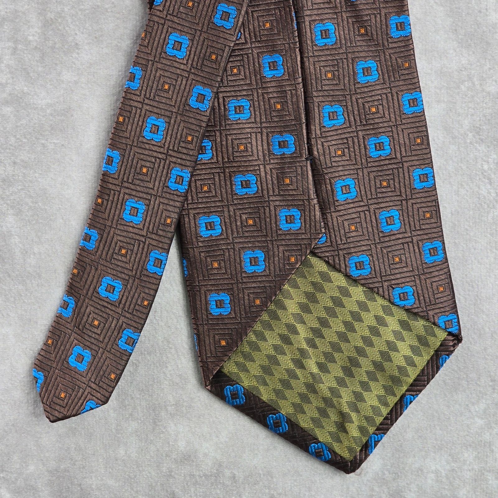Carlo Palazzi Carlo Palazzi Brown Blue Floral 100% Italian Silk Neck Tie Size 28 - 5 Thumbnail
