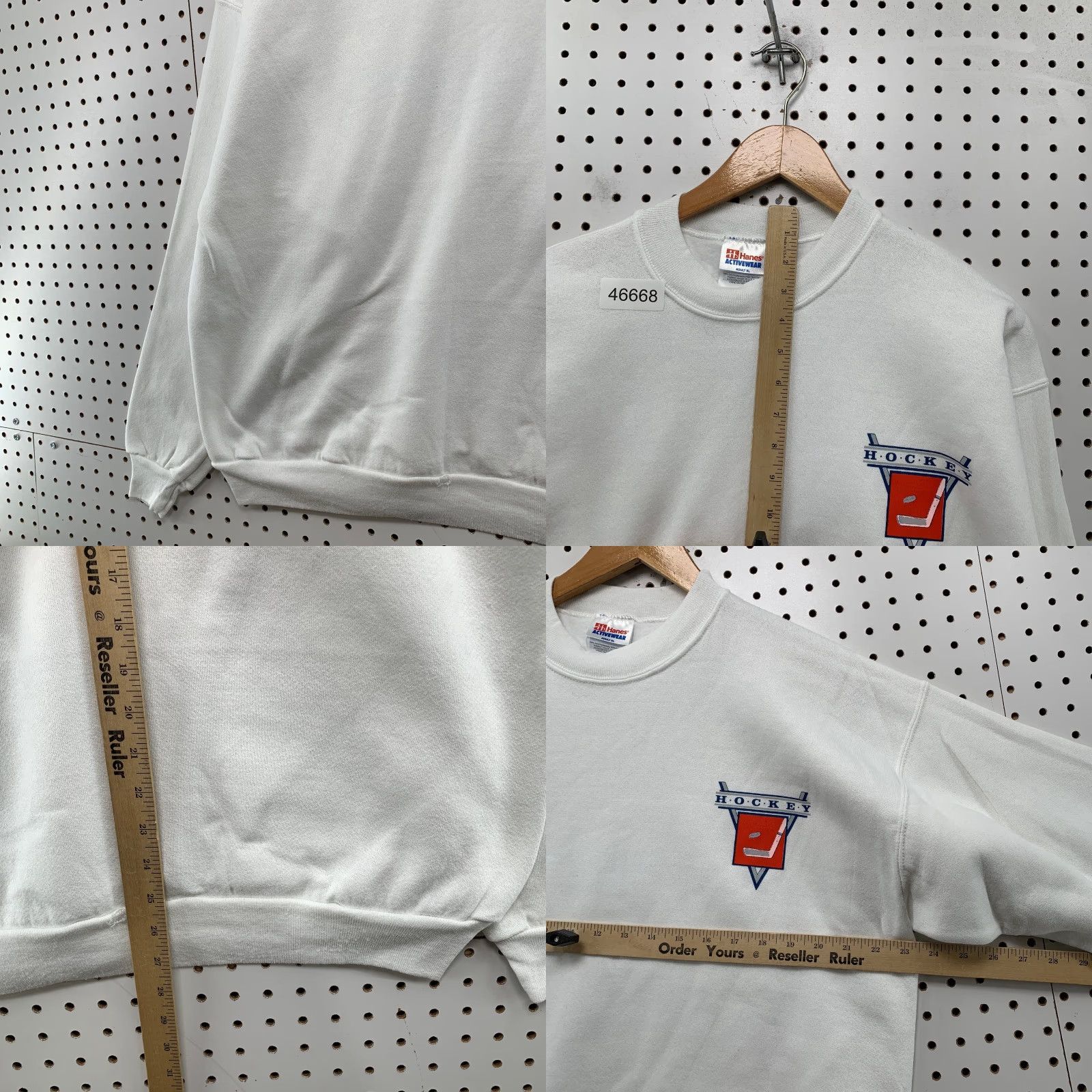 Hanes VINTAGE Hanes Sweatshirt Hockey Mens XL White 90s Knit Fleece Coaches Known Score USA Mens Size US XL / EU 56 / 4 - 8 Thumbnail