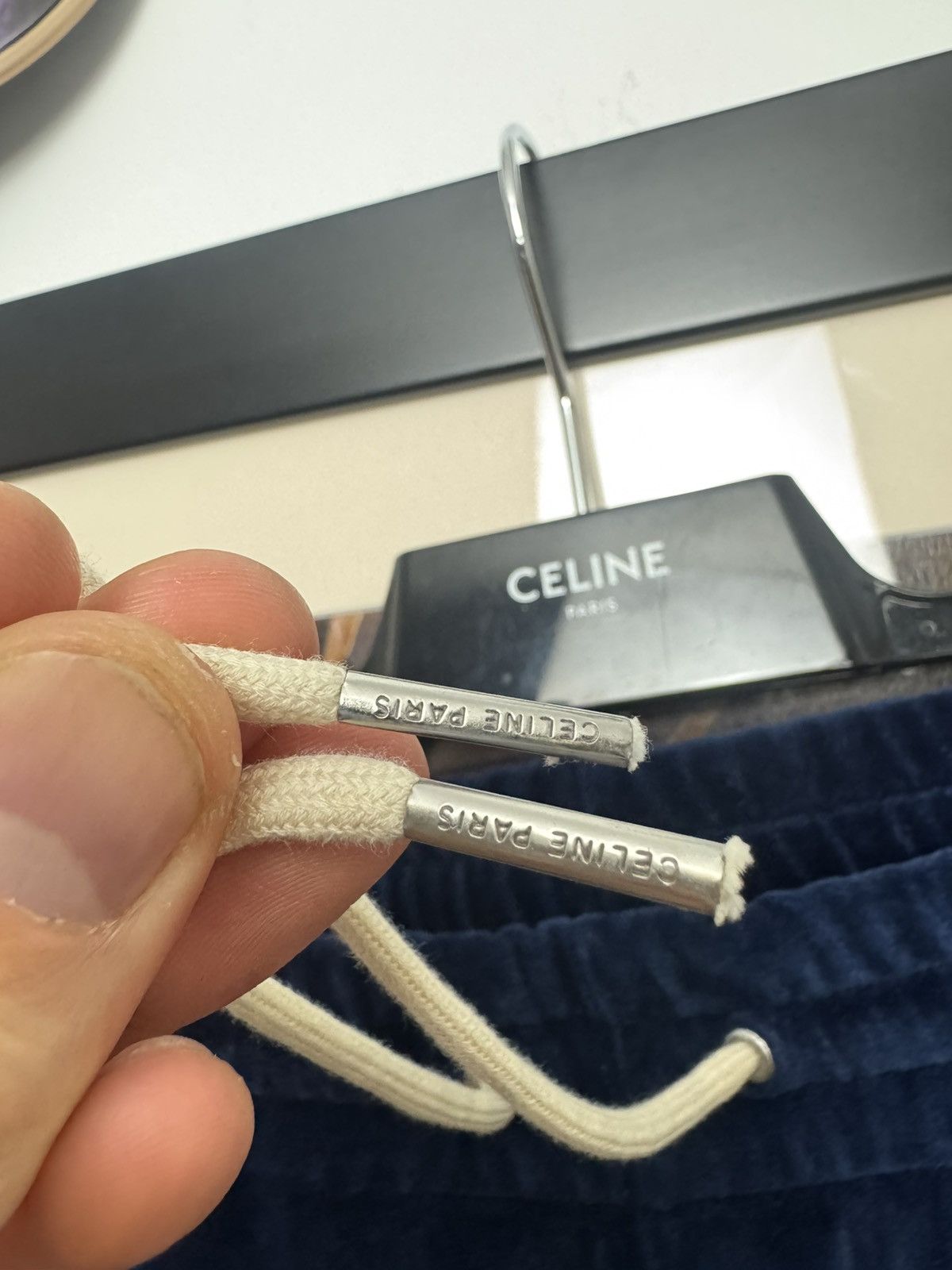 Celine Celine Velour Track Pants Hedi Slimane Triomphe Logo Sample Size US 31 - 5 Thumbnail