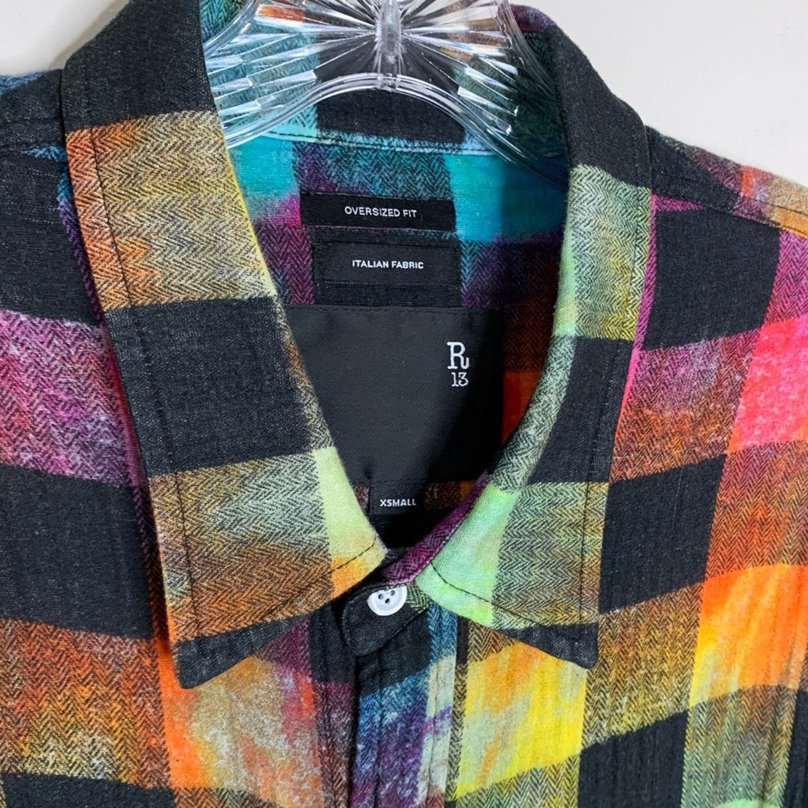 R13 R13 Oversized Drop Neck Shirt (Sz XS) Rainbow Plaid Check Size XS / US 0-2 / IT 36-38 - 6 Thumbnail