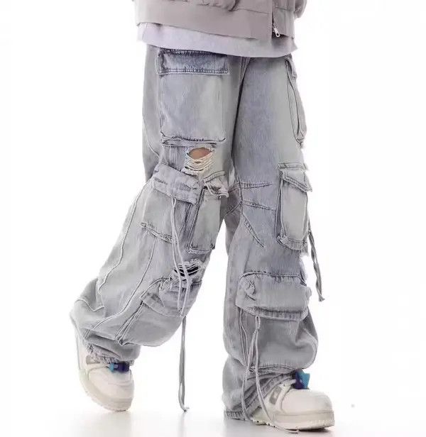 Japanese Brand VIBE Street hip hop grunge ripped wide leg jeans Size US 32 / EU 48 - 4 Thumbnail