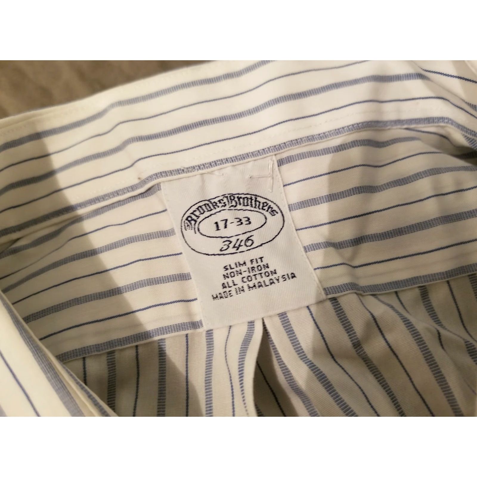 Brooks Brothers VINTAGE Brooks Brothers Dress Shirt 17 33 Slim White Button Cotton Mens Shirt Size 46R - 4 Thumbnail