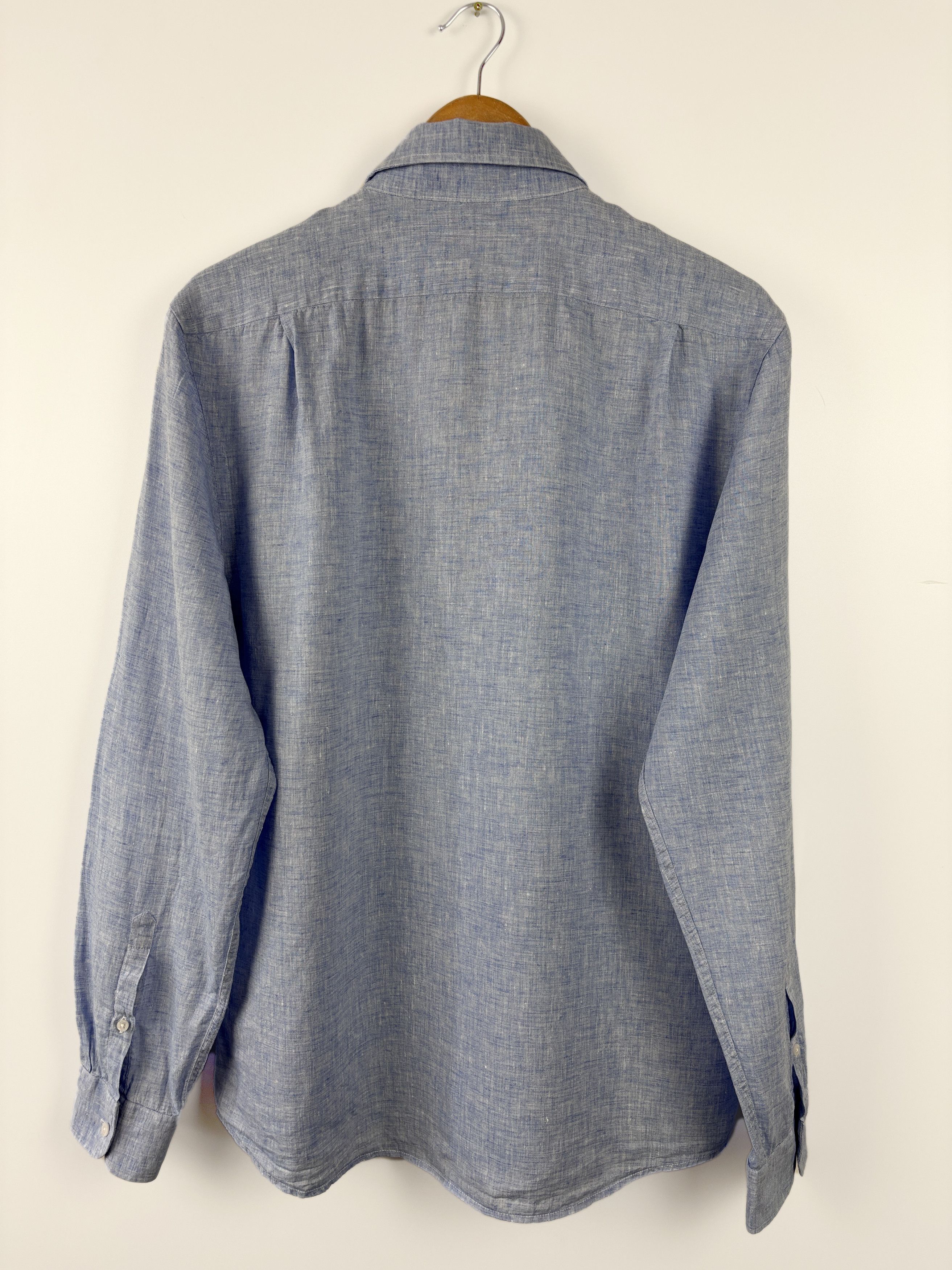 Reiss Mens Reiss Button Up Longsleeve Shirt Linen Blue Size L Size US L / EU 52-54 / 3 - 4 Thumbnail