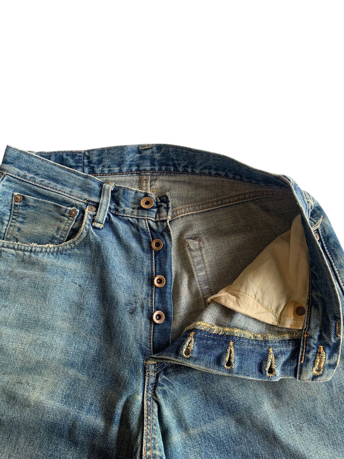 Kapital VINTAGE EDWIN 505X SELVEDGE FADED & RUSTY DISTRESSED DENIM Size US 30 / EU 46 - 16 Thumbnail
