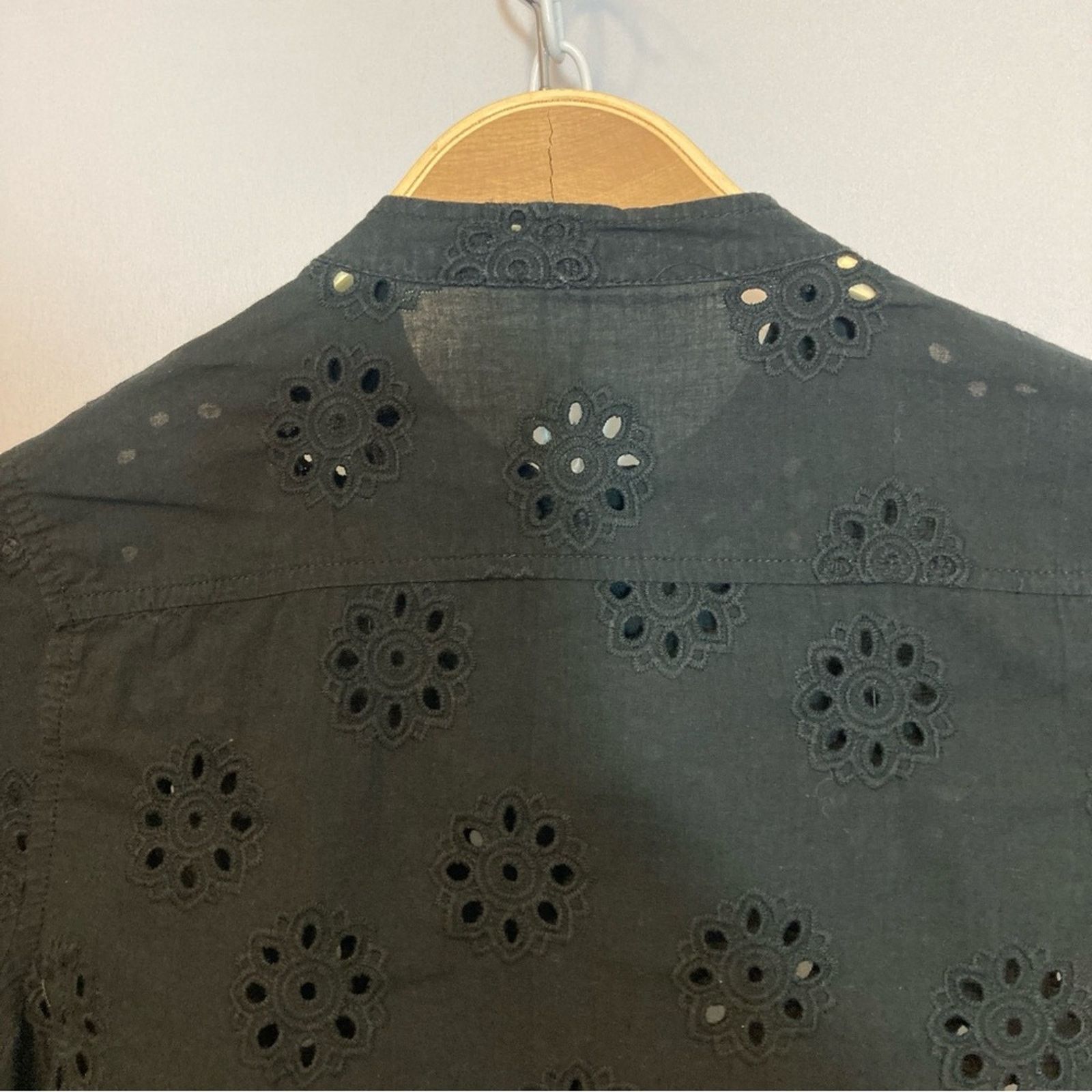 Vintage Vintage Black Eyelet Floral Long Sleeve Tunic Blouse Top Size S / US 4 / IT 40 - 7 Thumbnail