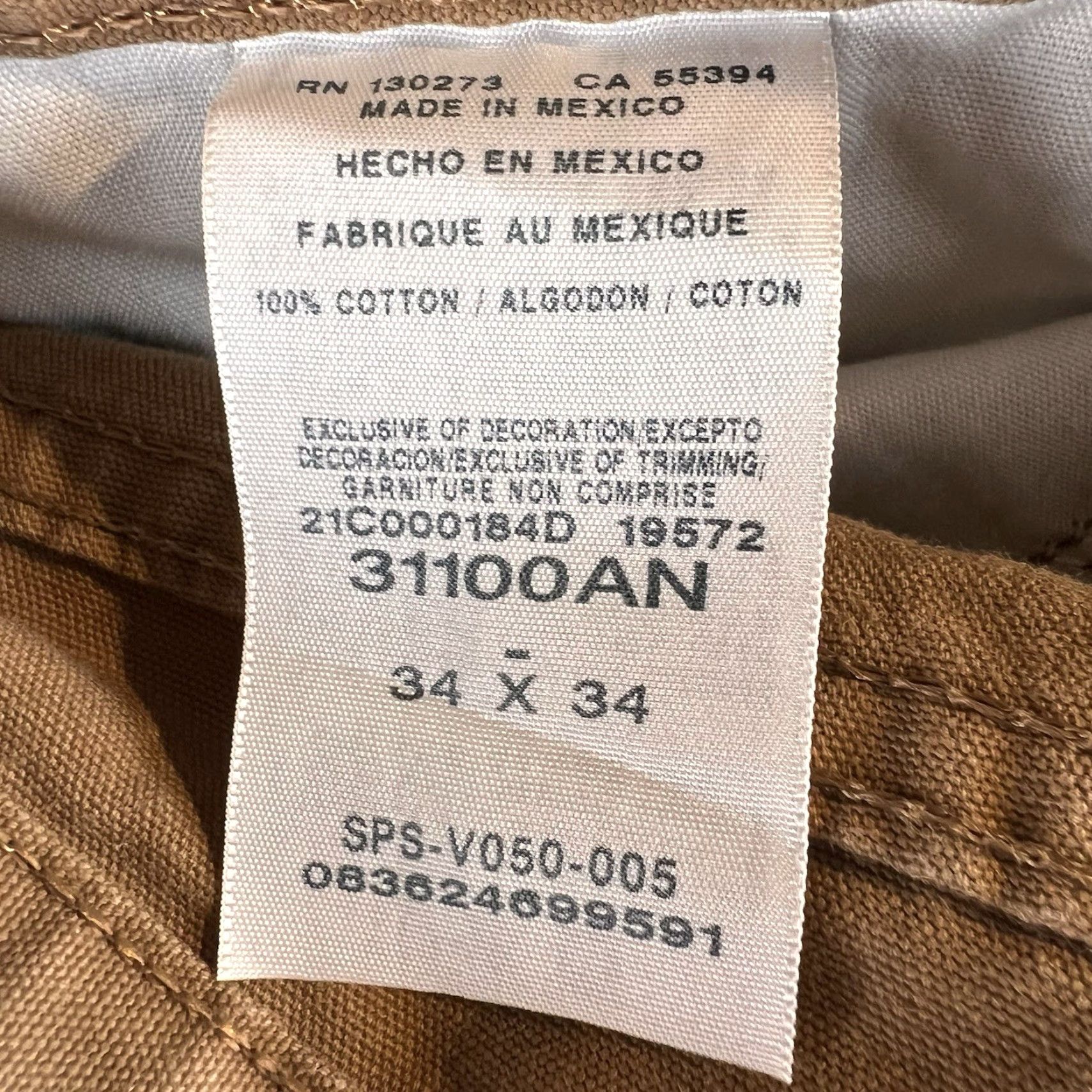 Wrangler Wrangler Rugged Wear Pants Mens 34x34 Canvas Khaki Brown Workwear Straight Jeans Trousers 31100AN Size US 34 / EU 50 - 6 Thumbnail
