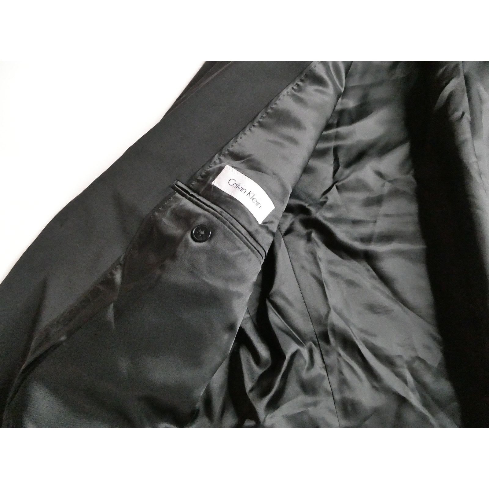 Calvin Klein CALVIN KLEIN sharkskin blazer sport coat, 46R, black Size 46R - 2 Thumbnail