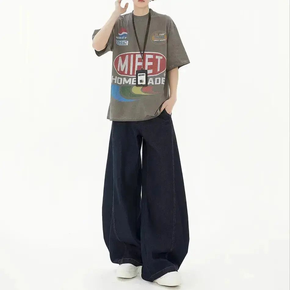 Japanese Brand Retro loose curved knife wide leg jeans Size US 32 / EU 48 - 3 Thumbnail