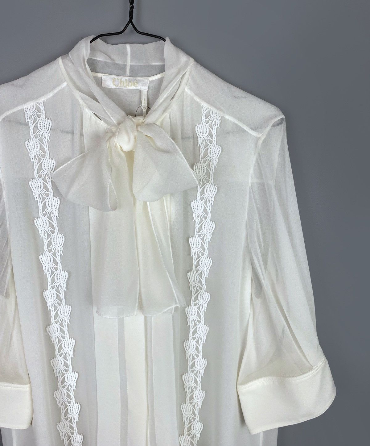 Chloe Chloé Scarf Neck Silk 3/4 Sleeves Shirt Size 44 RRP 1300$ Size L / US 10 / IT 46 - 10 Thumbnail