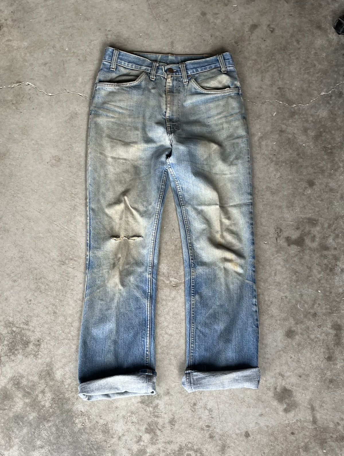 image of Levis x Vintage 1970S Levi’S Distressed Orange Tab Denim Jeans in Blue, Men's (Size 30)