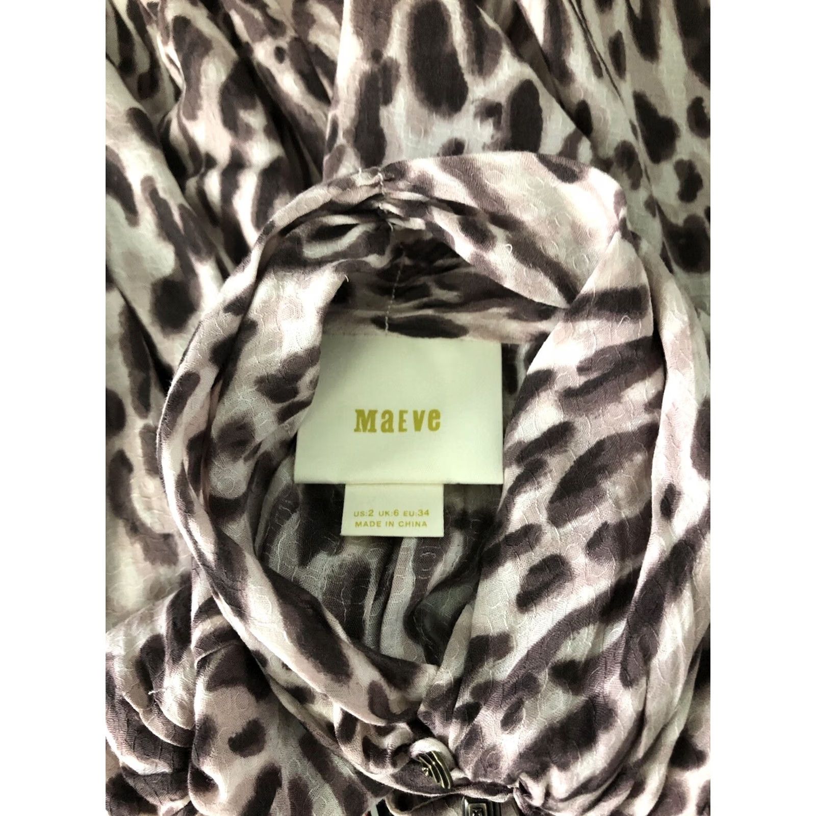 Vintage Mauve Leopard Puff Sleeves Turtleneck Blouse 2 Office Career Button Front Pleated 90s 2000s Womens Size XS / US 0-2 / IT 36-38 - 4 Thumbnail