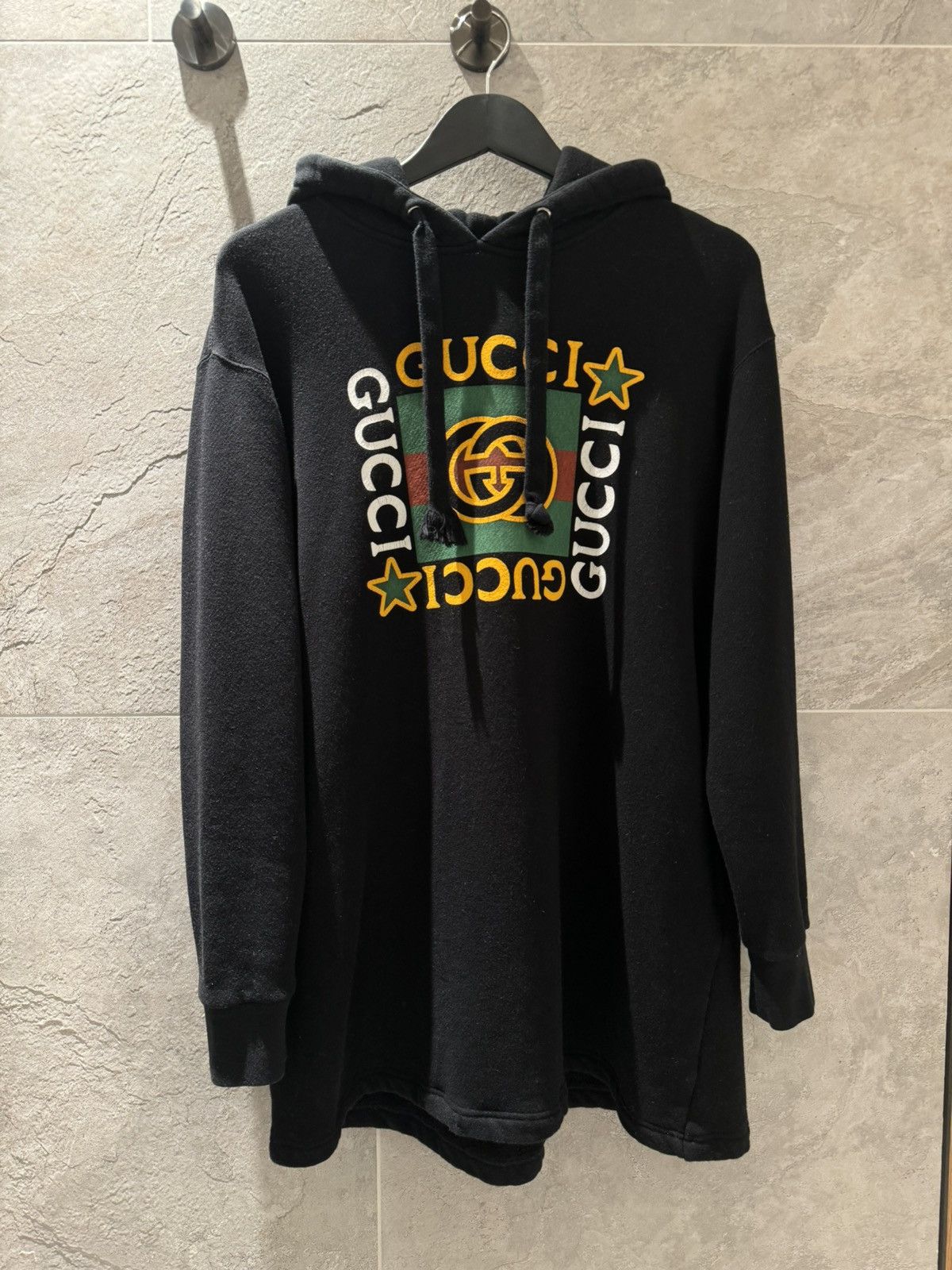 image of Gucci Logo Hooded Dress in Black, Women's (Size XS)