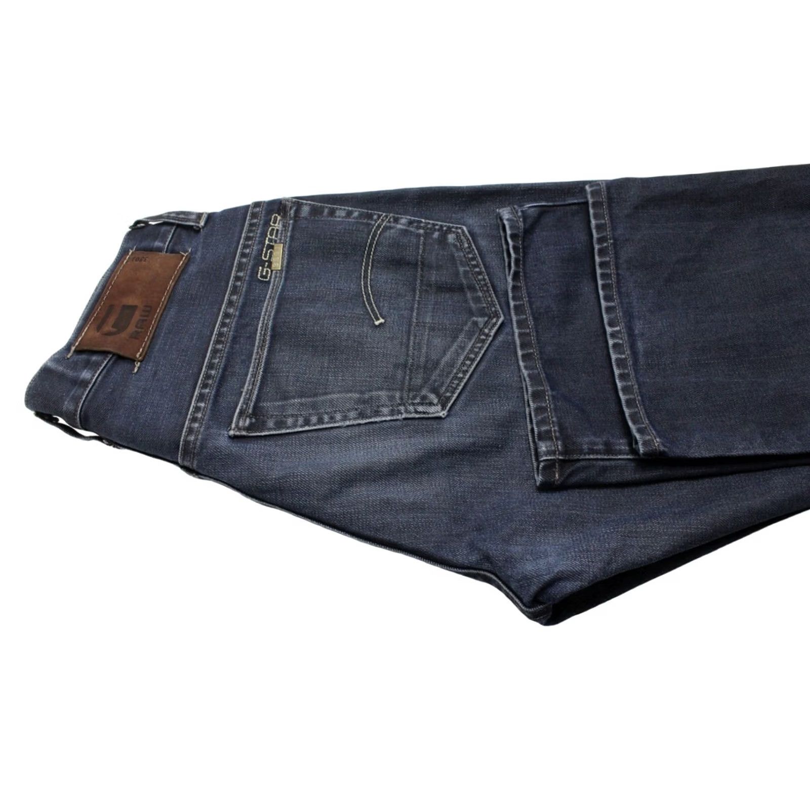 G-Star G-STAR Porter Straight Jeans Men's W31/L33 Whiskers Button Fly Dark Denim Casual Jeans Size US 31 - 5 Thumbnail