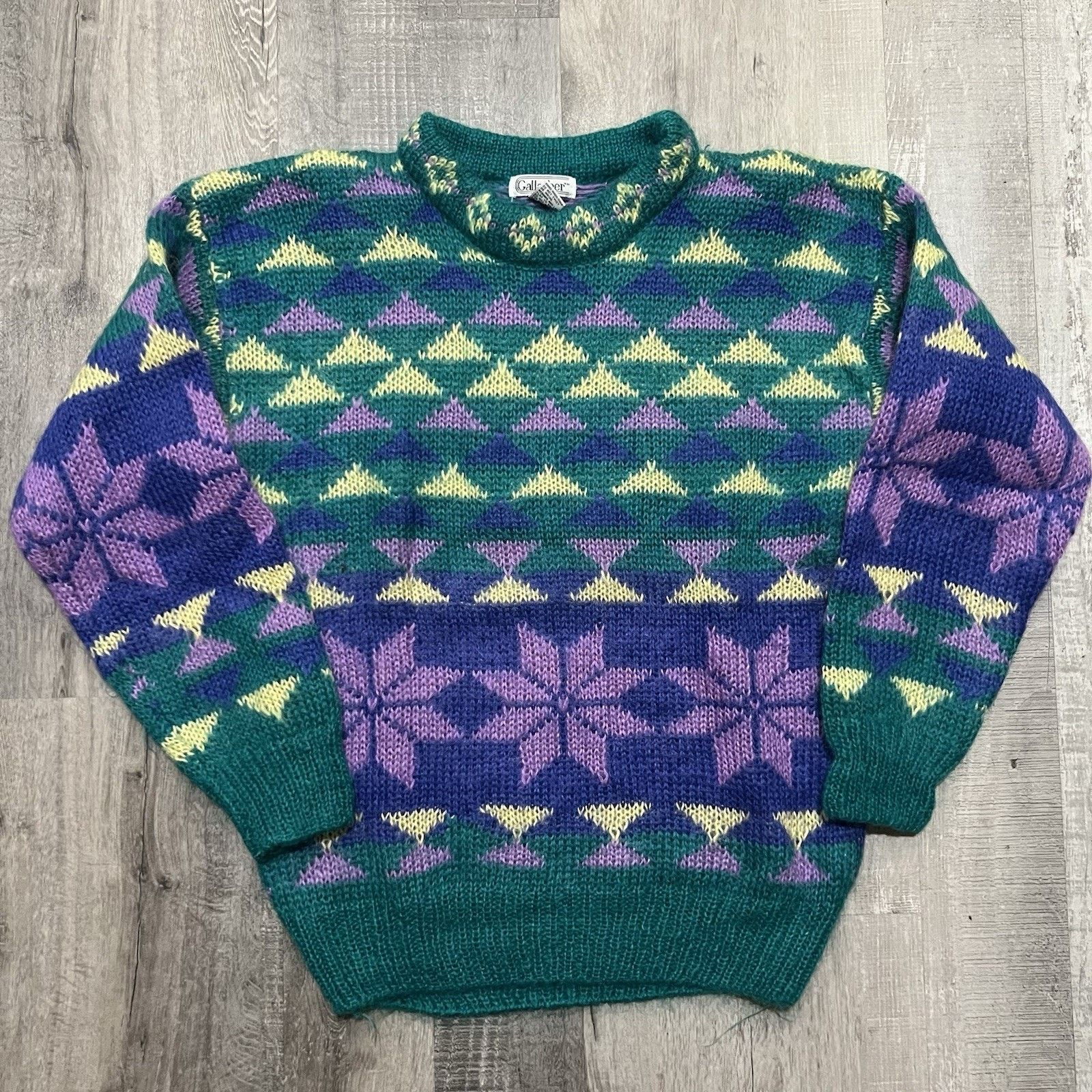 Vintage VTG Gallagher 80s Mohair Geometric Print Snowflake Sweater S Size S / US 4 / IT 40 - 1 Thumbnail