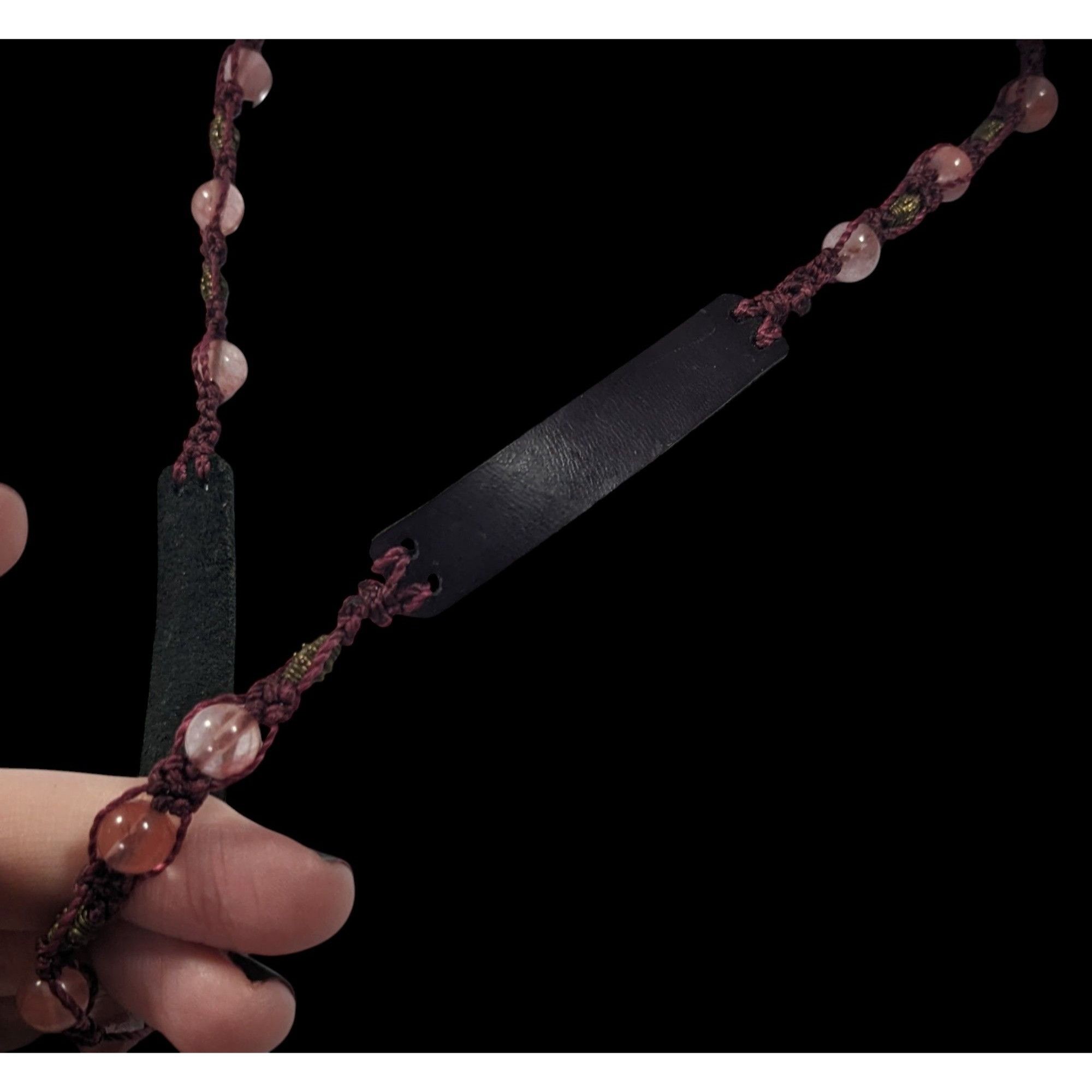 Other Handmade Pink And Brown Leather And Bead Necklace/Bracelet Size ONE SIZE - 7 Thumbnail